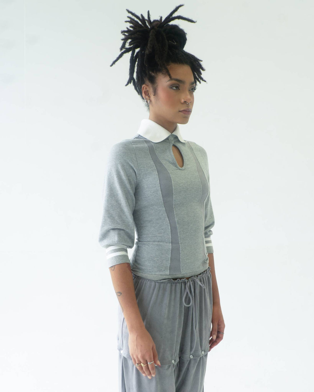 The Siren Polo Hoodie in Gray