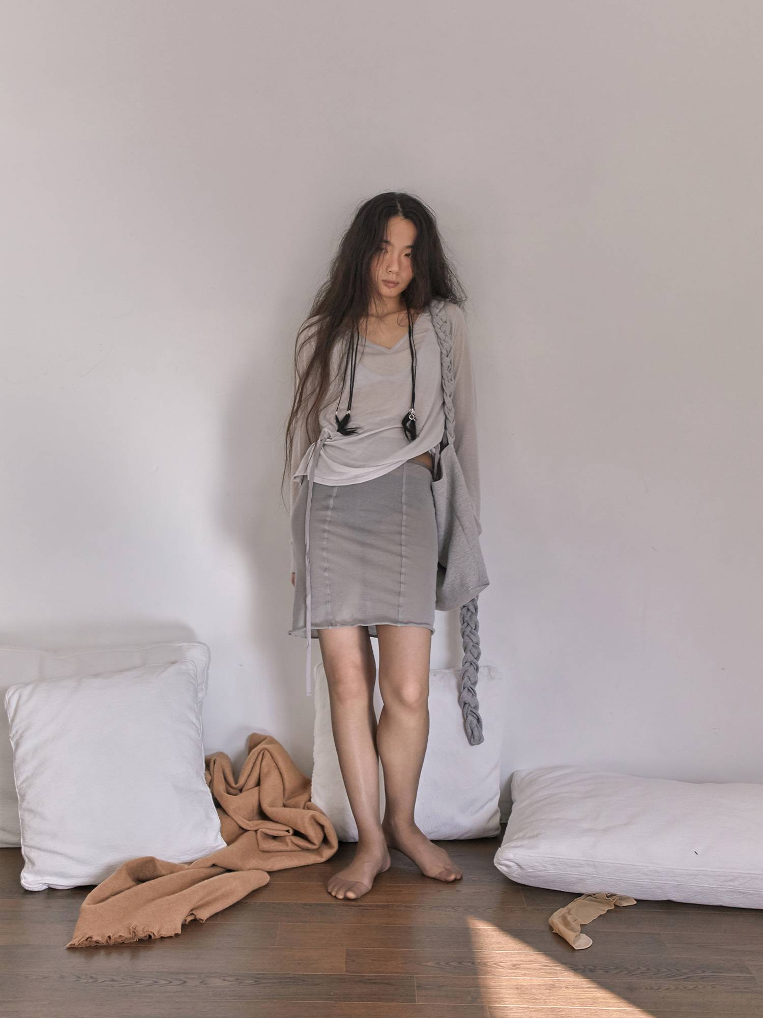 Hairy Scarf Tangled 002 Black