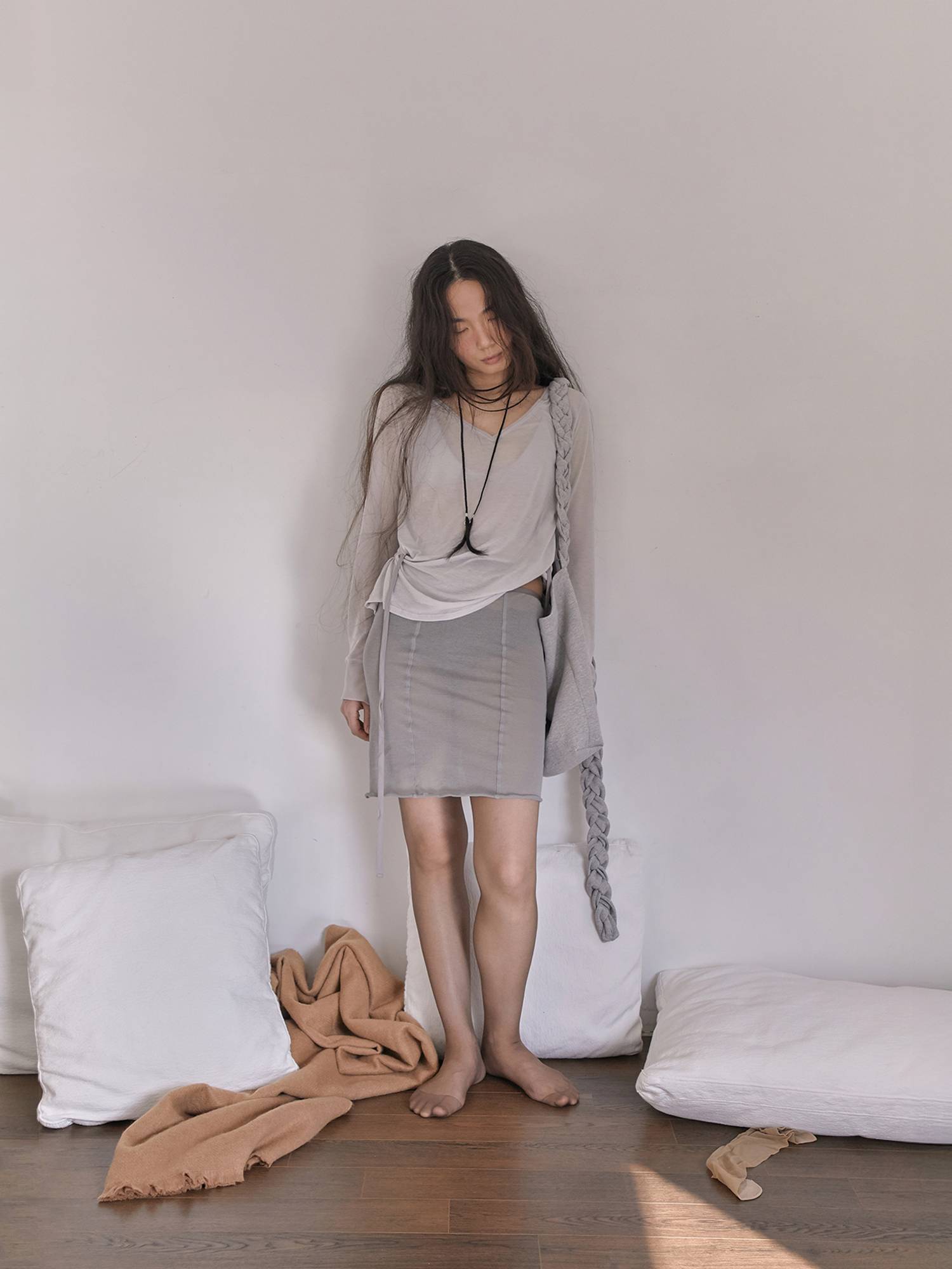 Hairy Scarf Tangled 002 Black