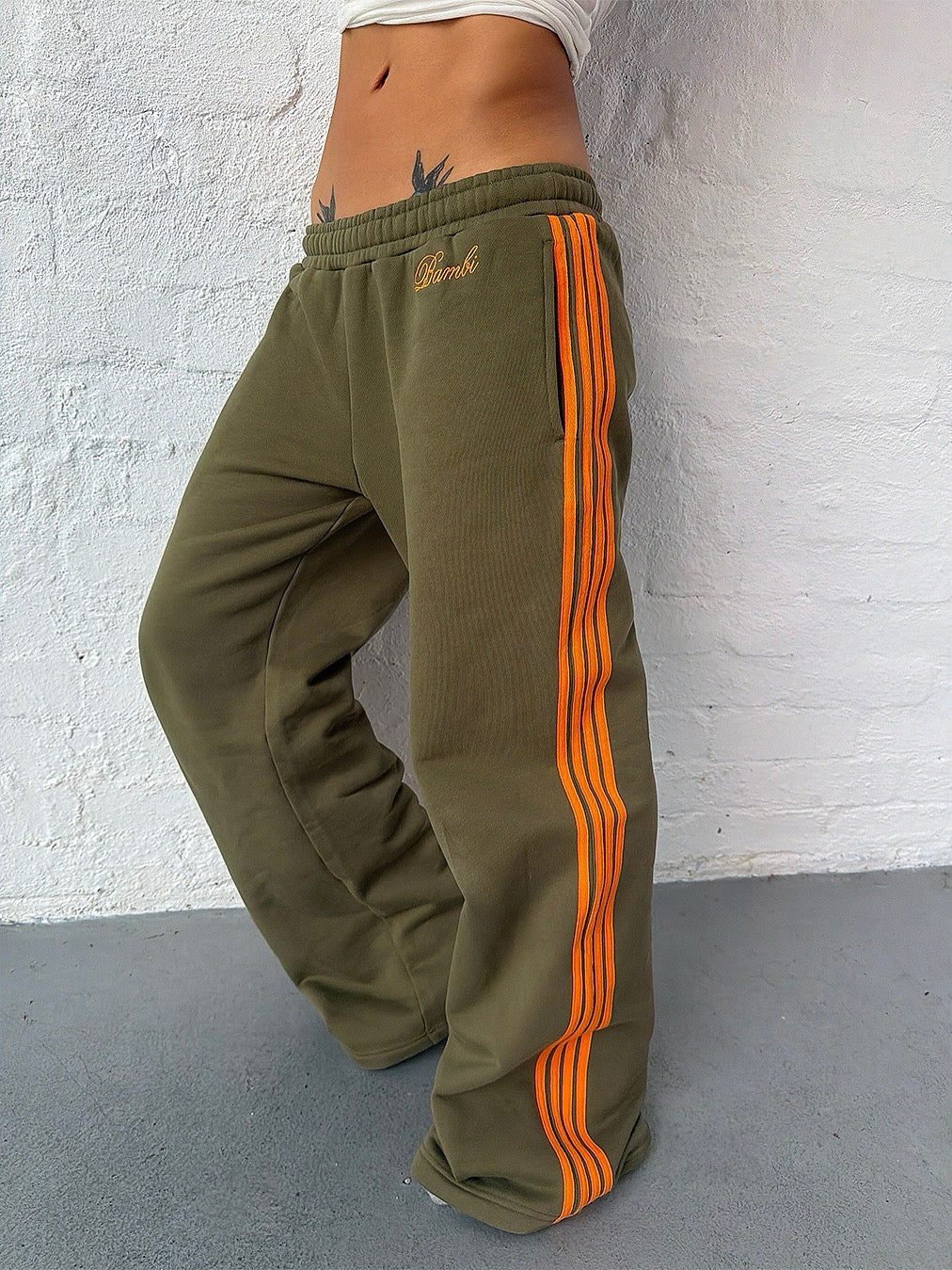 Lola Stripe Track Pant in Khaki