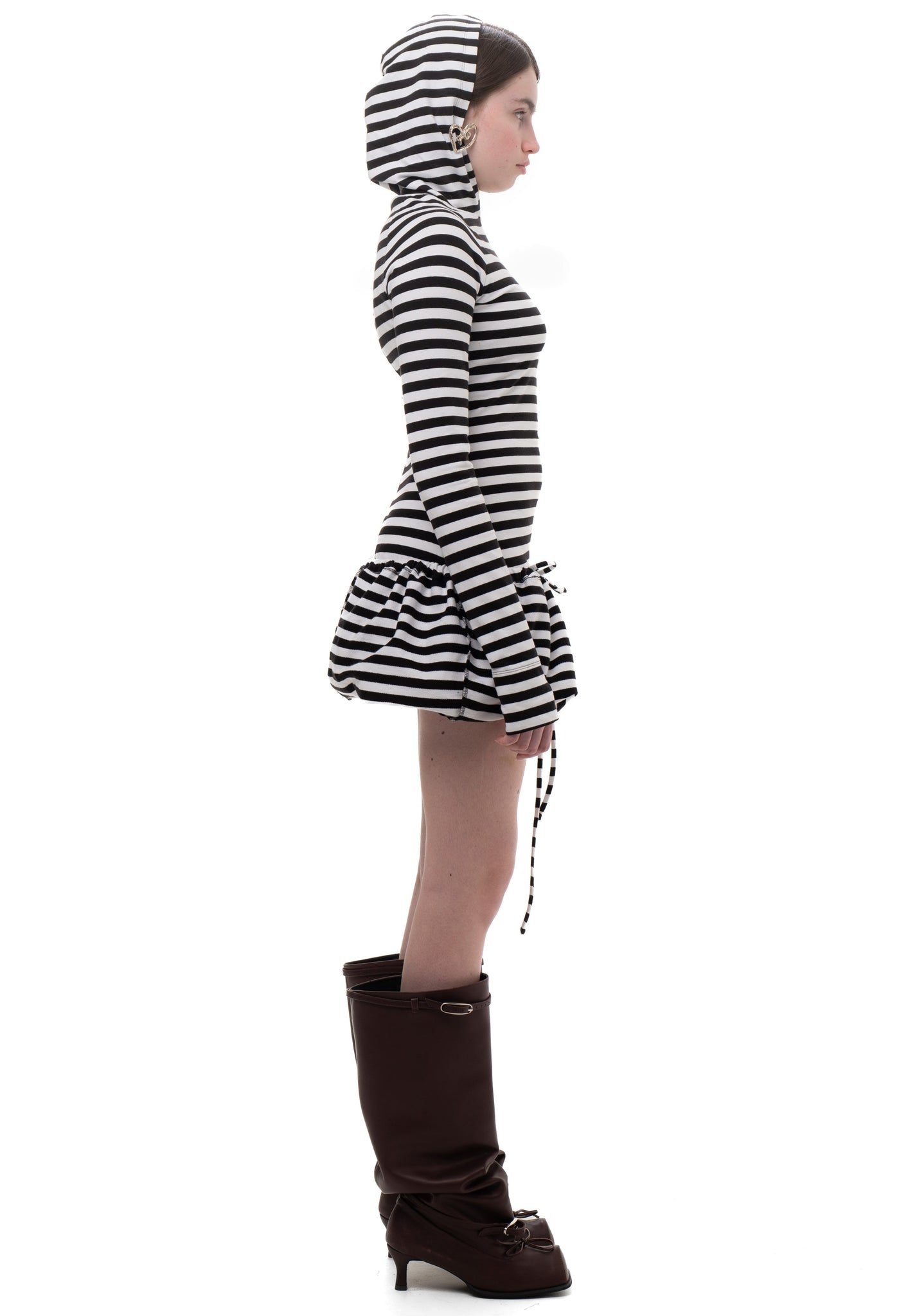 Hooded Striped Longsleeve Dress