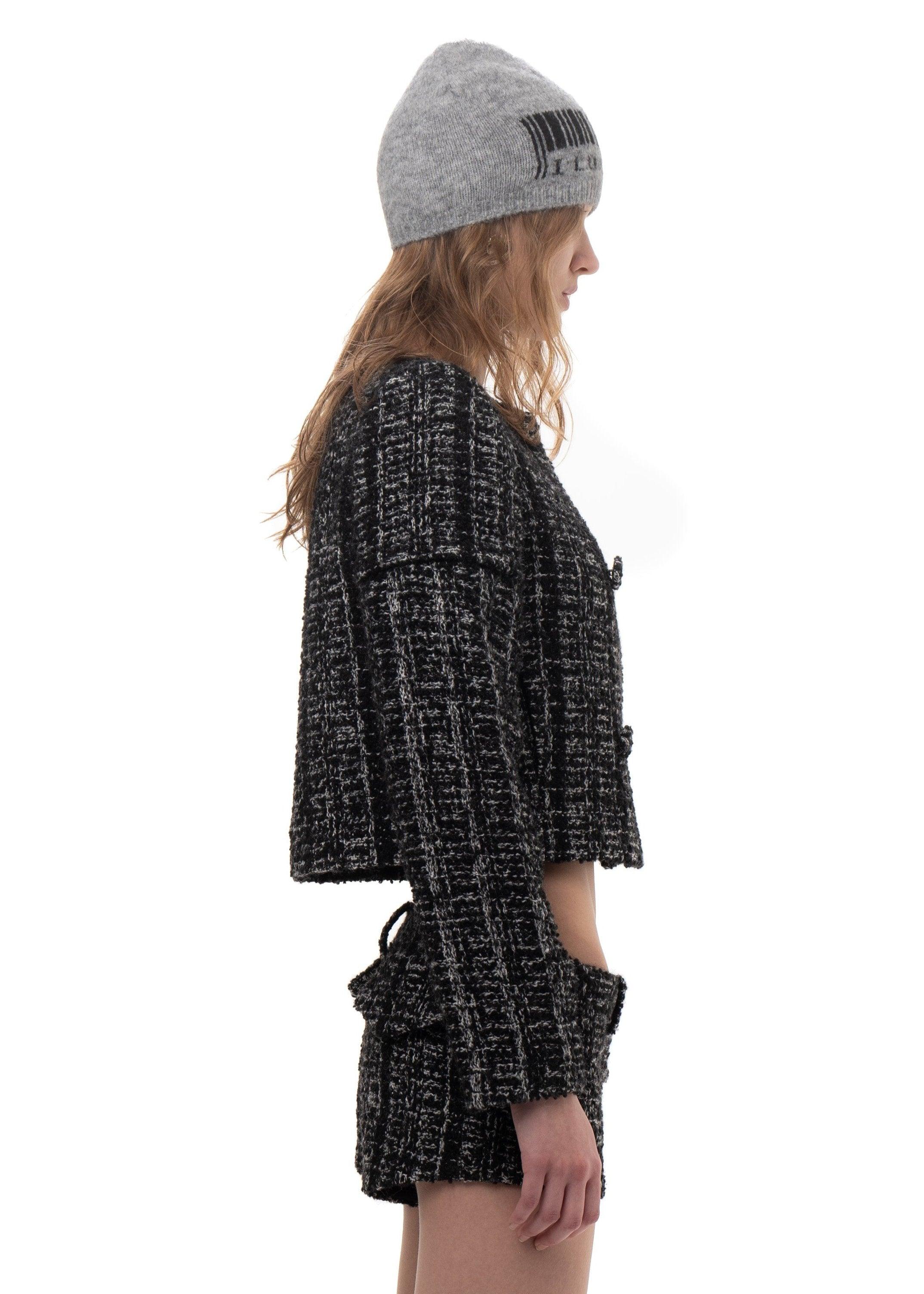 탈부착 가능한 슬리브 수트 재킷 트위드