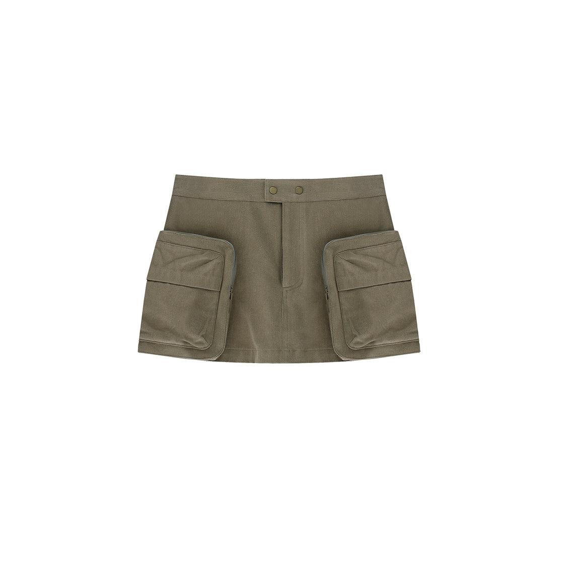 Fluffy Cargo Mini Skirt in Cream