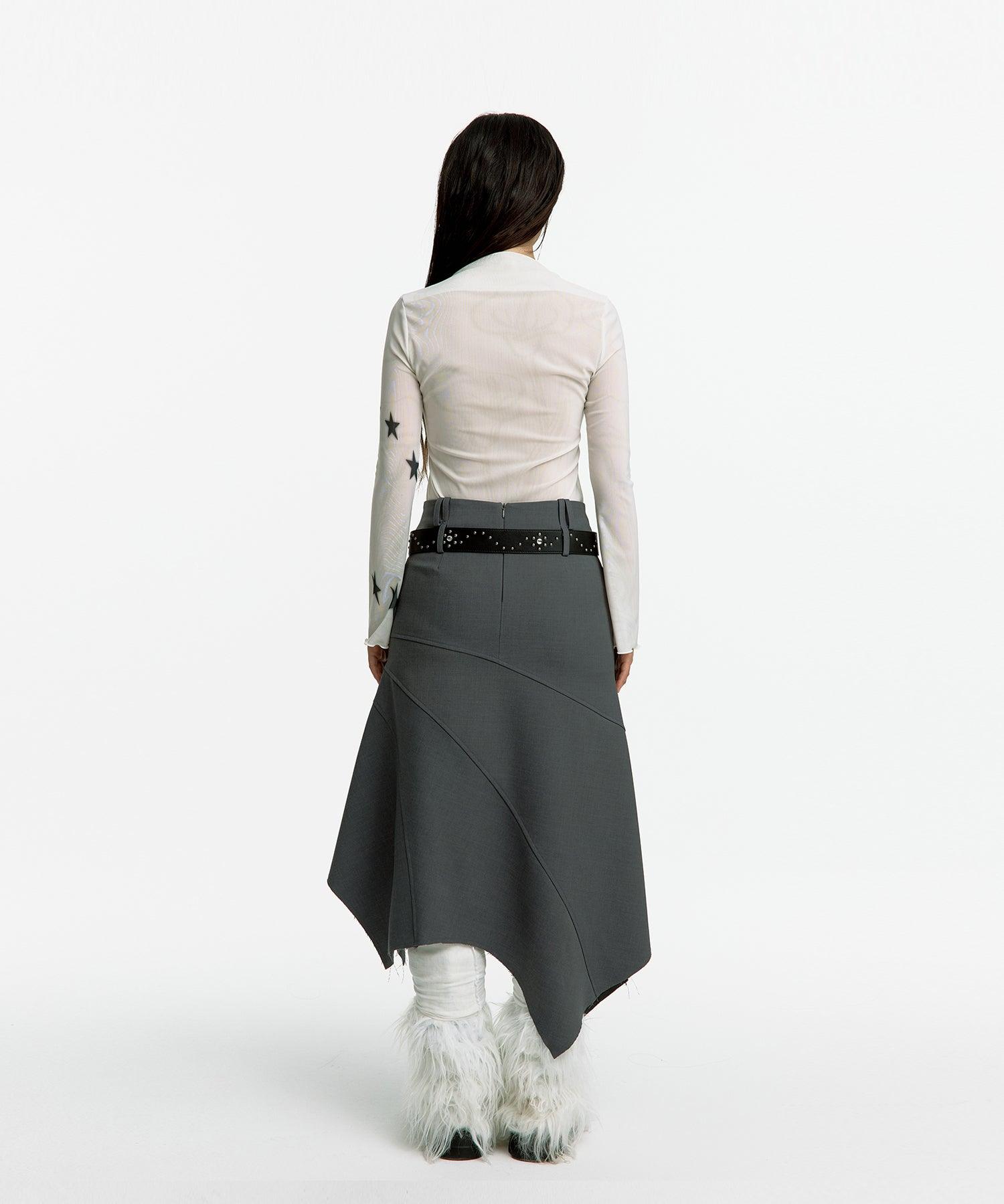 Paneled Gored Skirt in Brown
