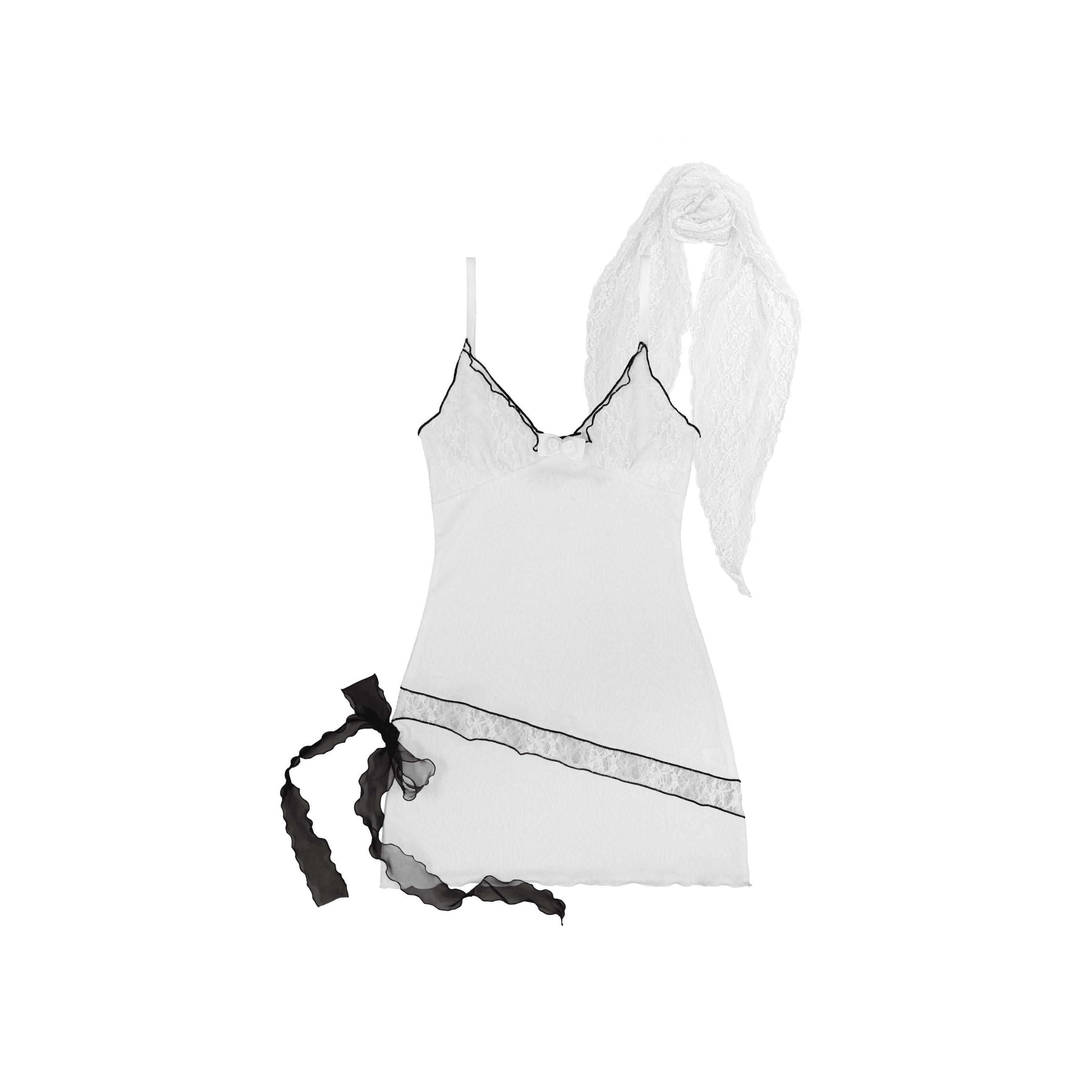 Scarf Dress Set in White
