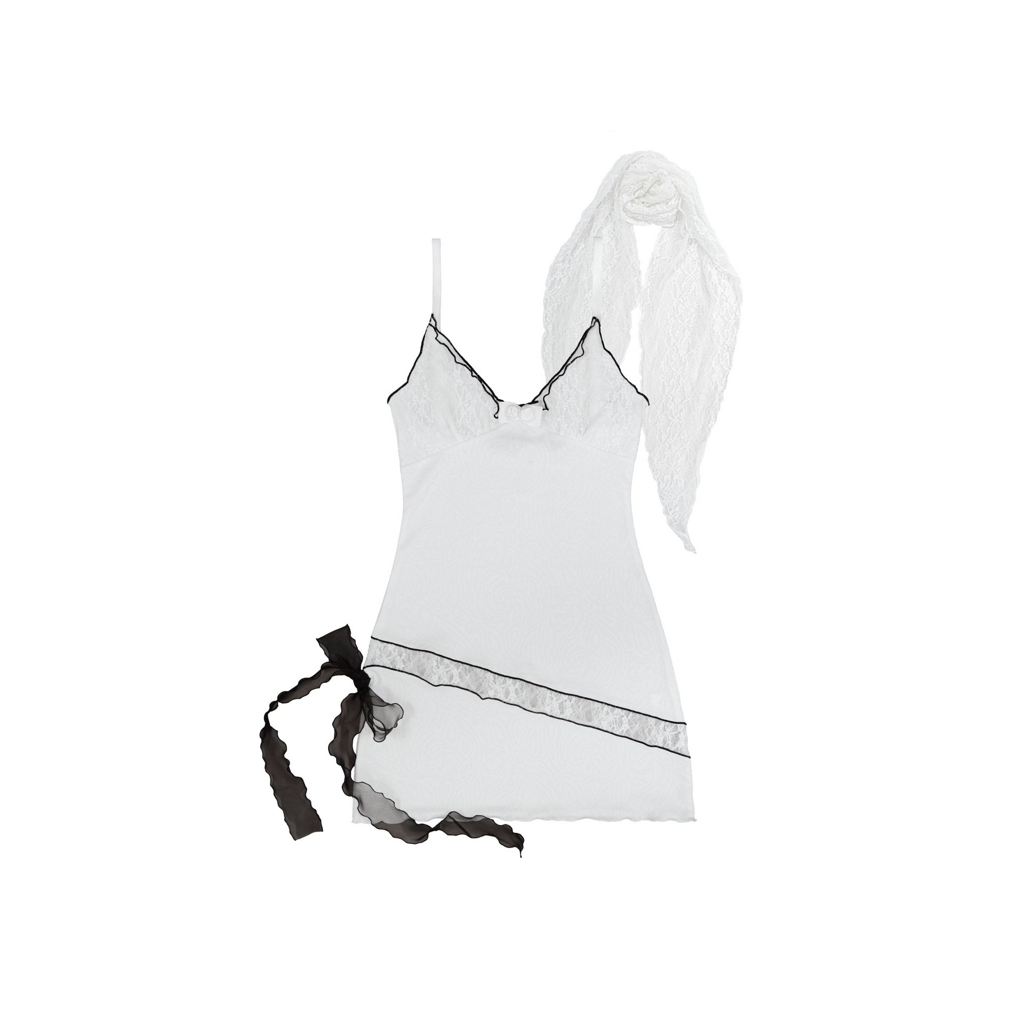 White Scarf Dress Set