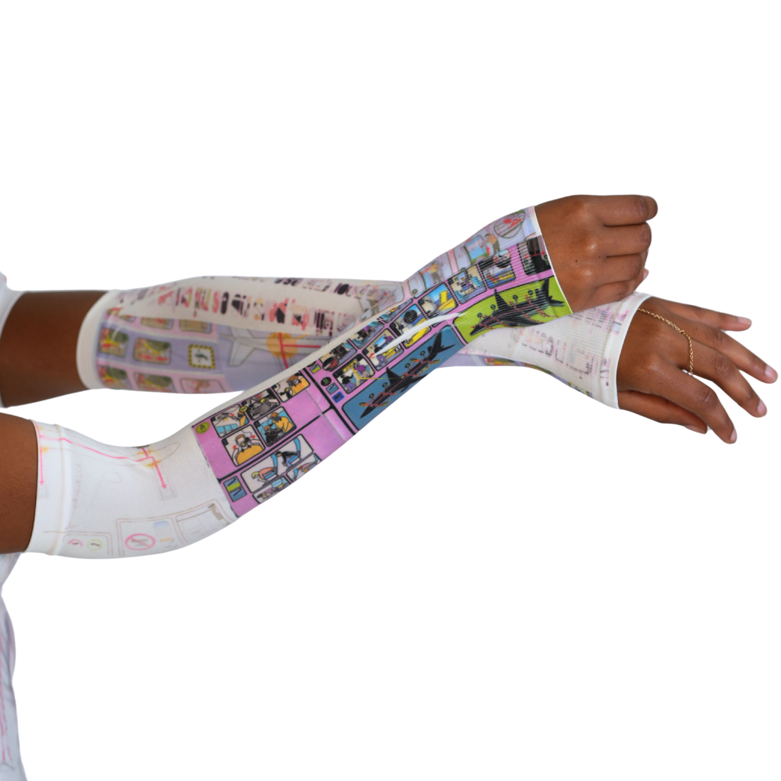 Printed Arm Warmers in White