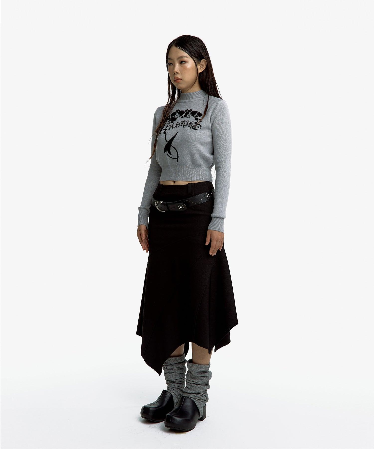 Paneled Gored Skirt in Brown
