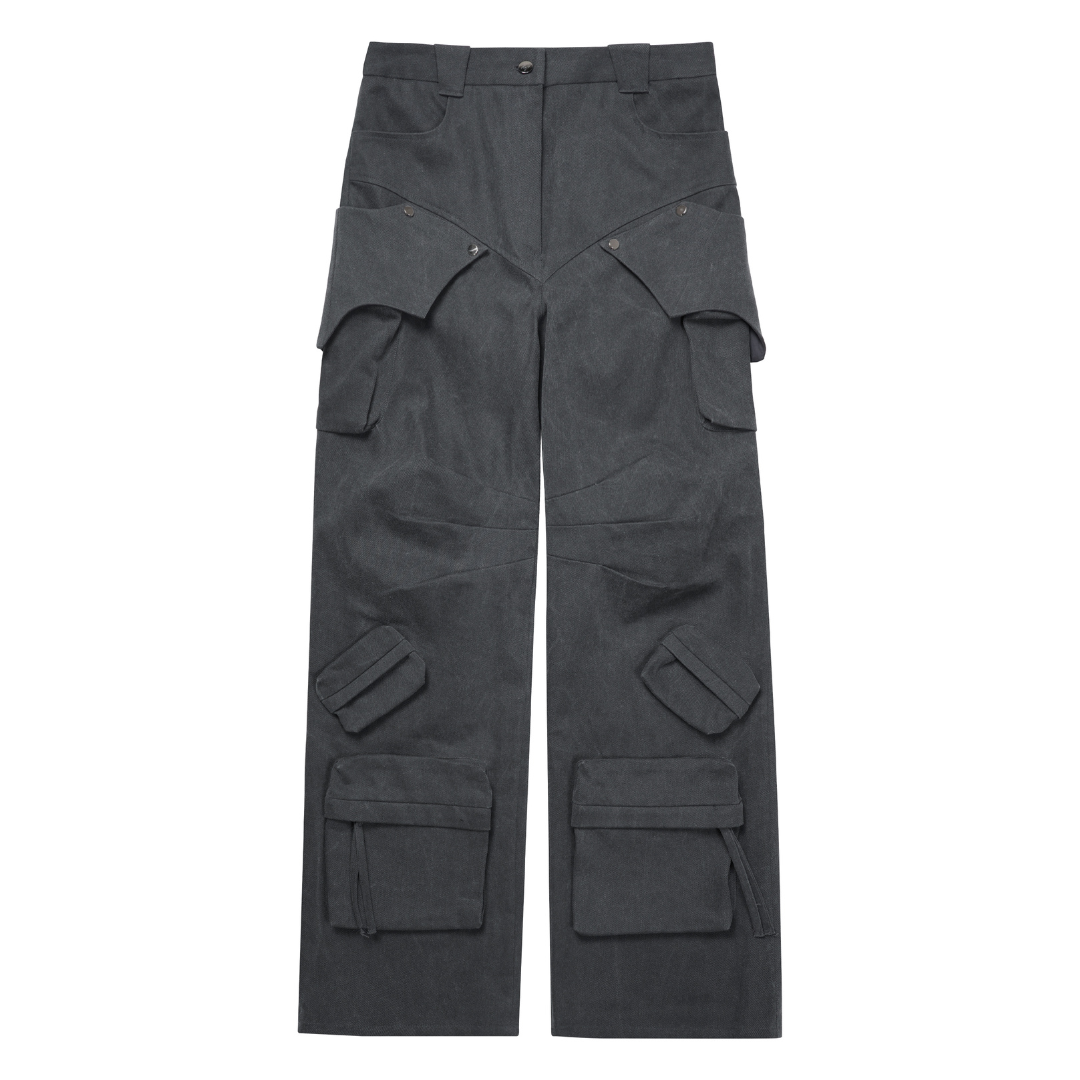 Demonic Wings Cargo Pants in Charcoal Grey