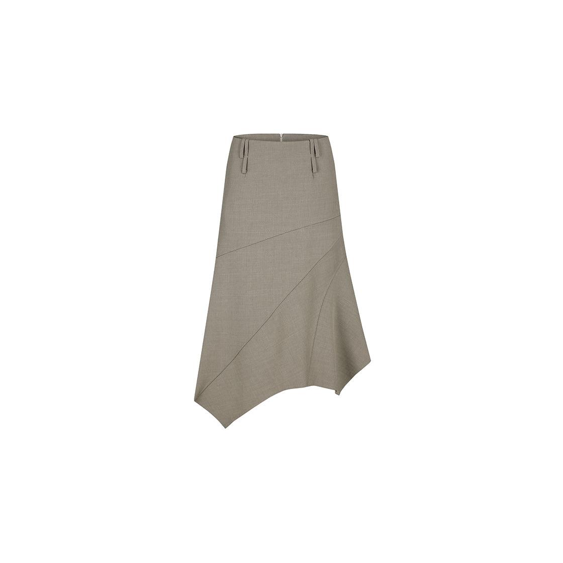 Paneled Gored Skirt in Red Brown