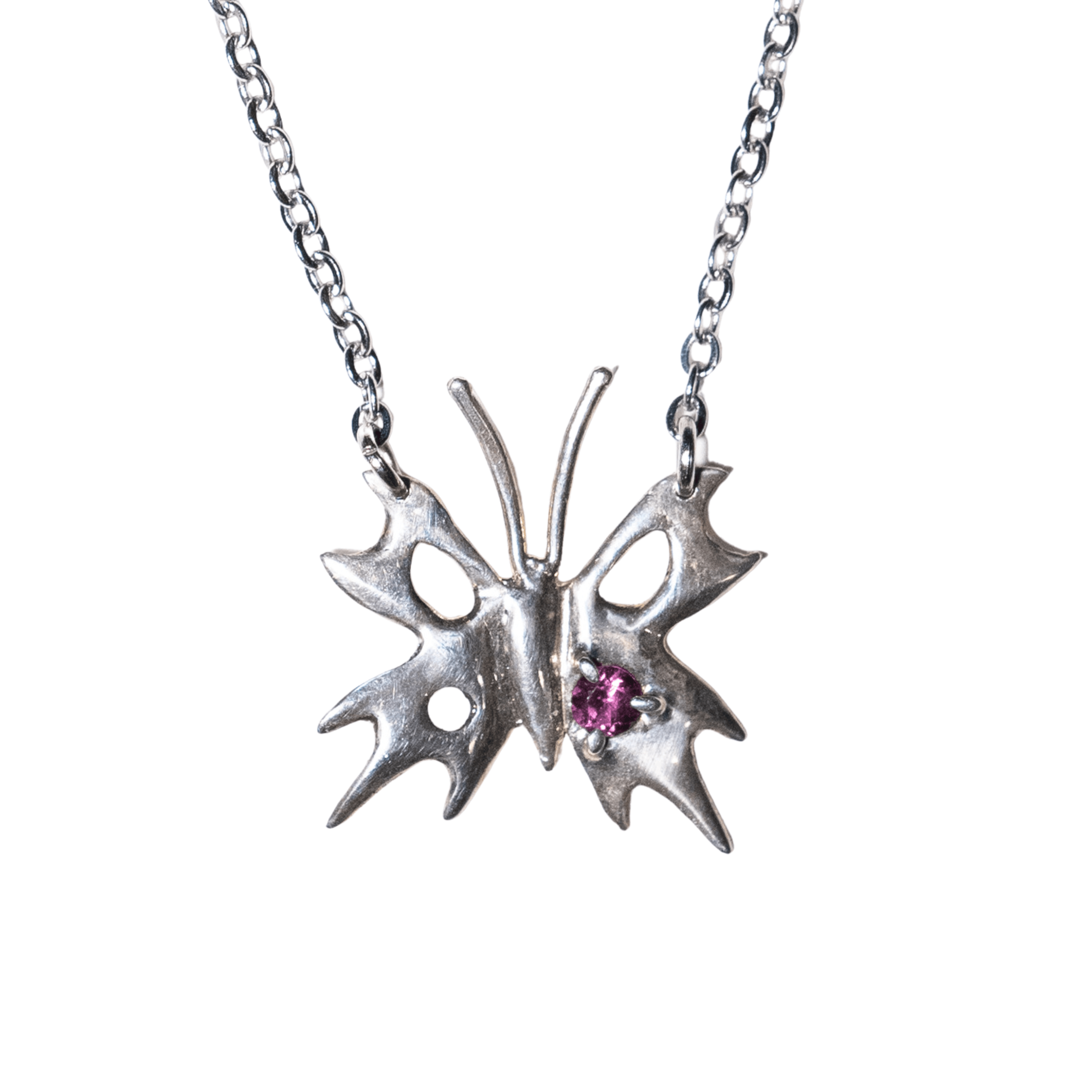 Chrome Pappillion Necklace (1 Stone) in One Purple Stone