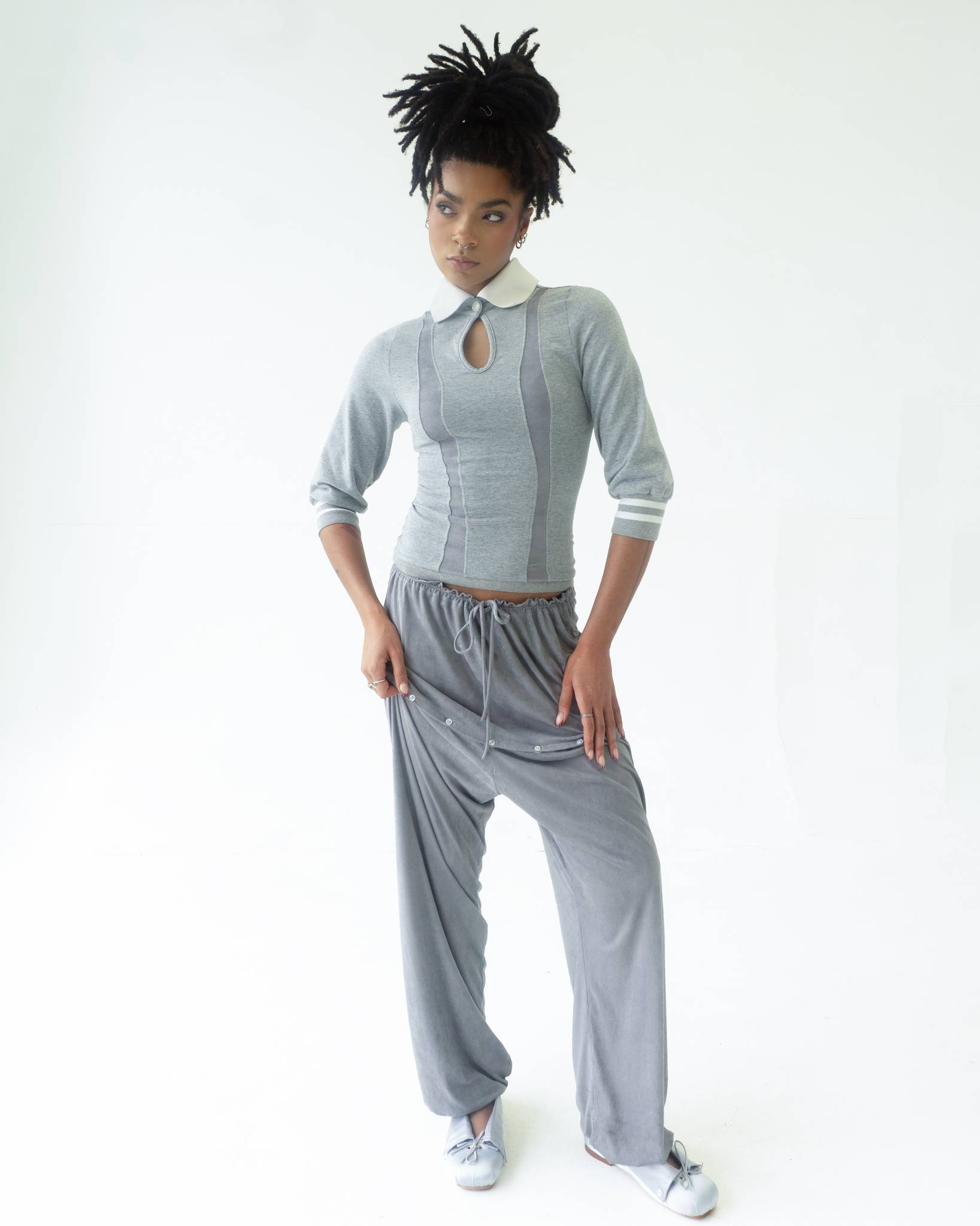 The Siren Polo Hoodie in Gray