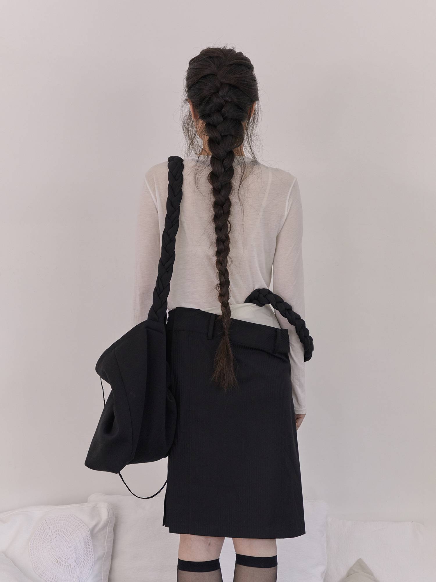 Braided Scarf Bag Large Black