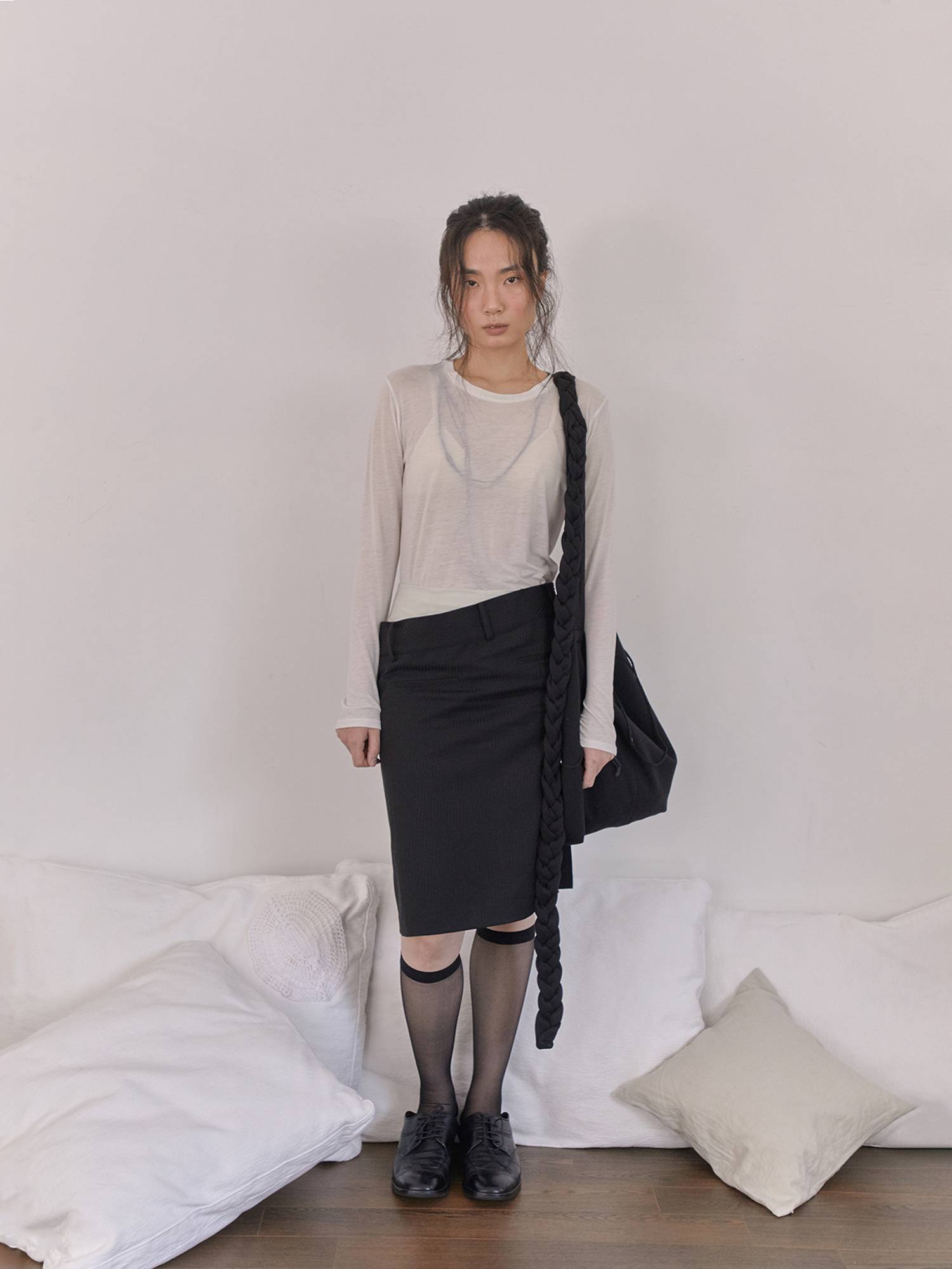 Braided Scarf Bag Large Black