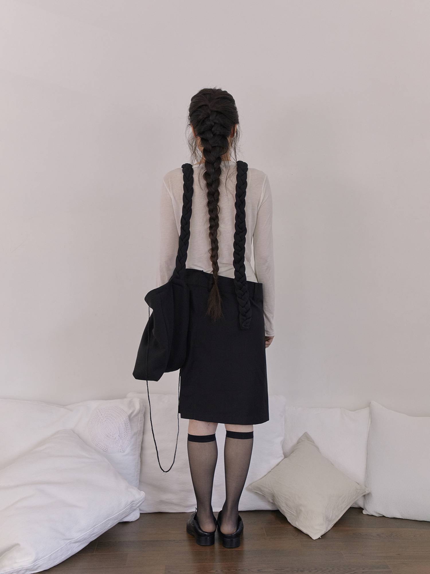 Braided Scarf Bag Large Black