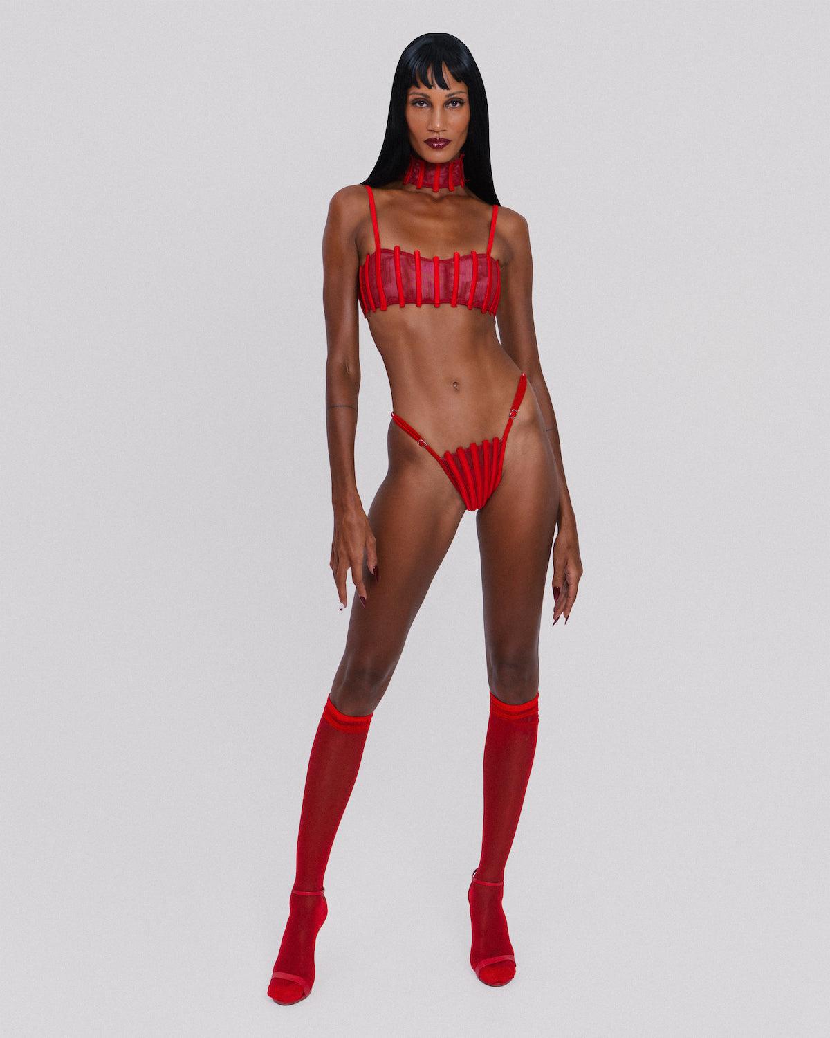 Corset Bikini Top in Red