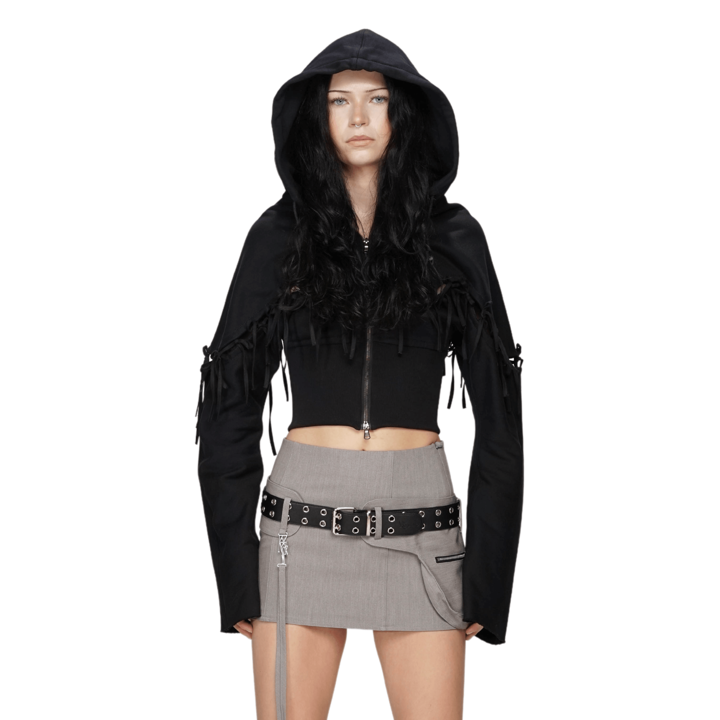 리본 디테일이 있는 후드 티셔츠