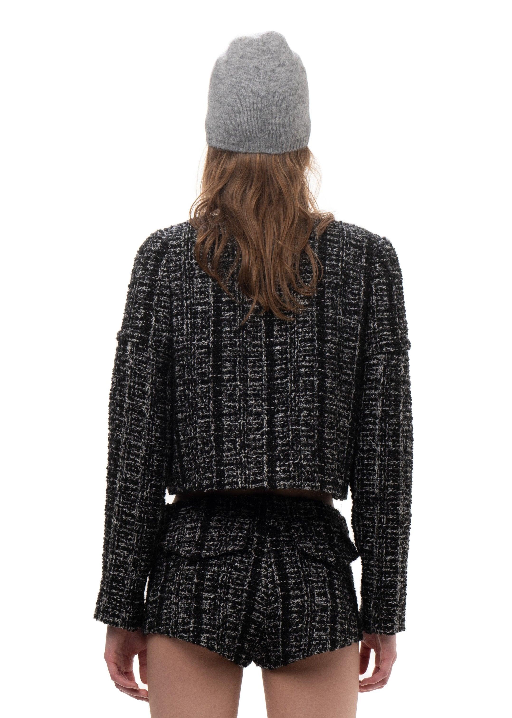 탈부착 가능한 슬리브 수트 재킷 트위드