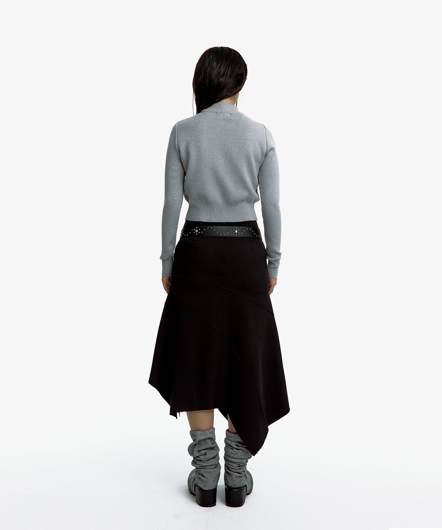 Paneled Gored Skirt in Red Brown