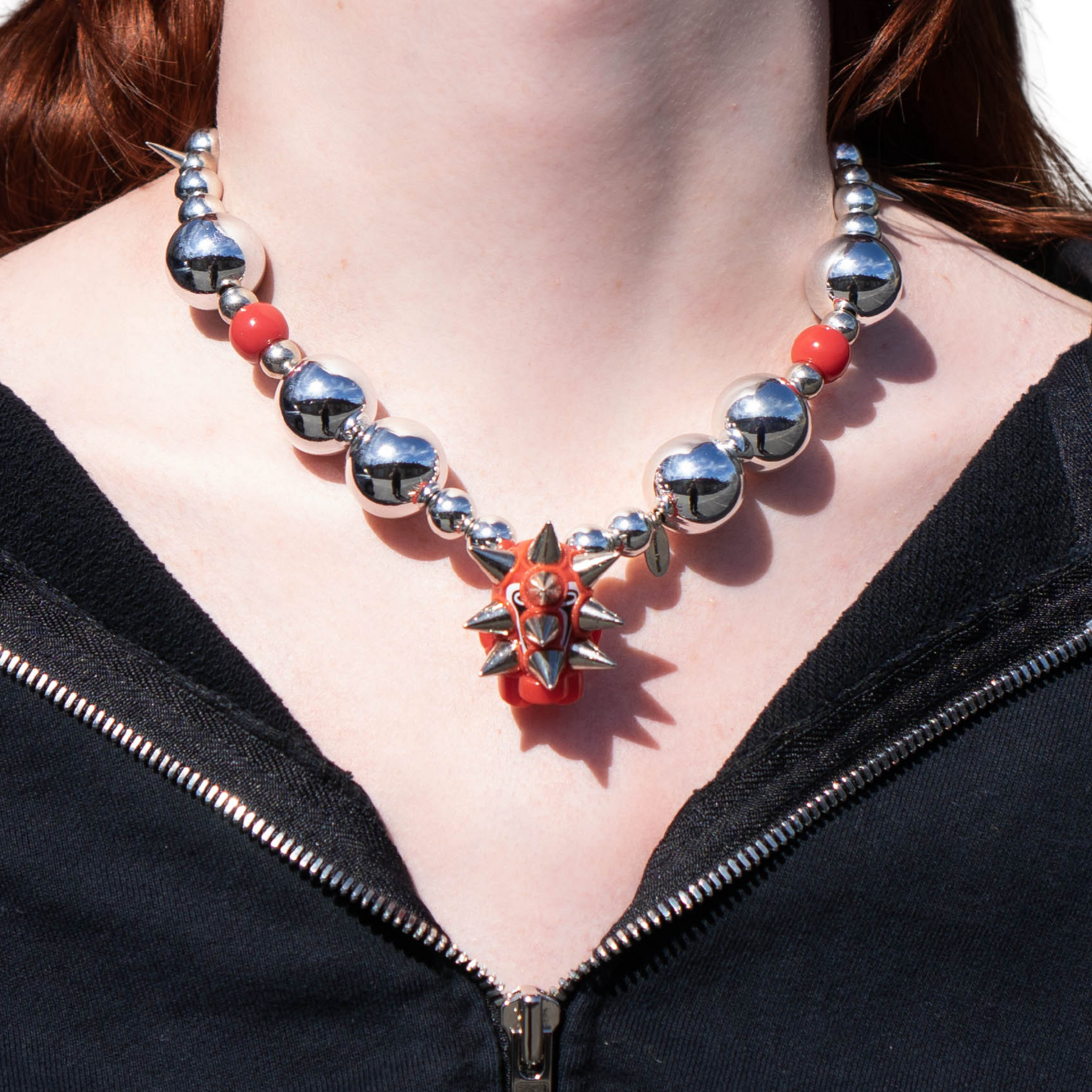 Spiky Red Princess Plastic Necklace