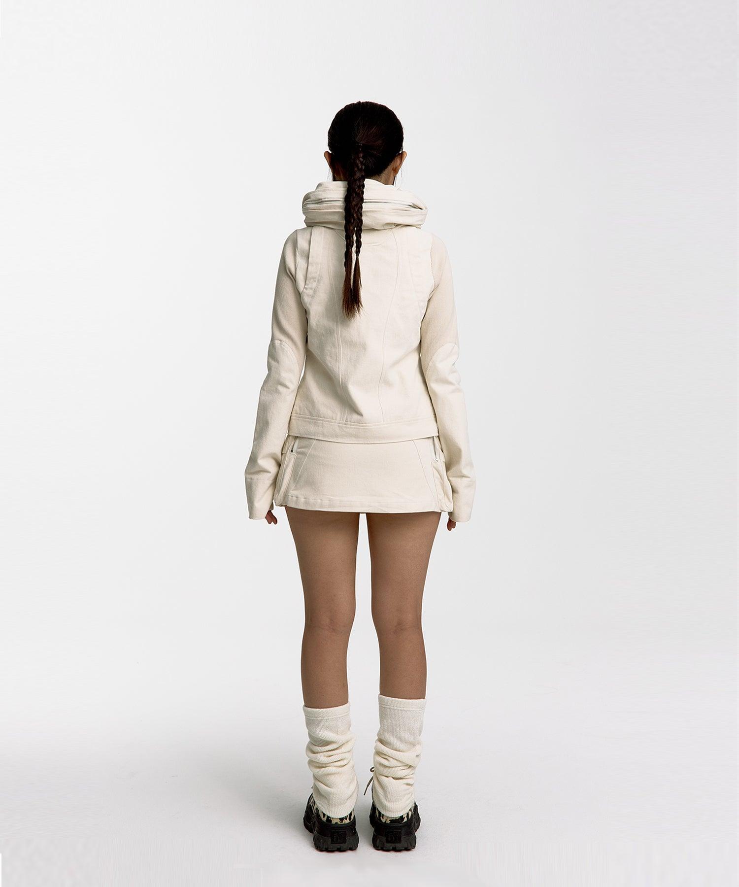 Fluffy Cargo Mini Skirt in Cream