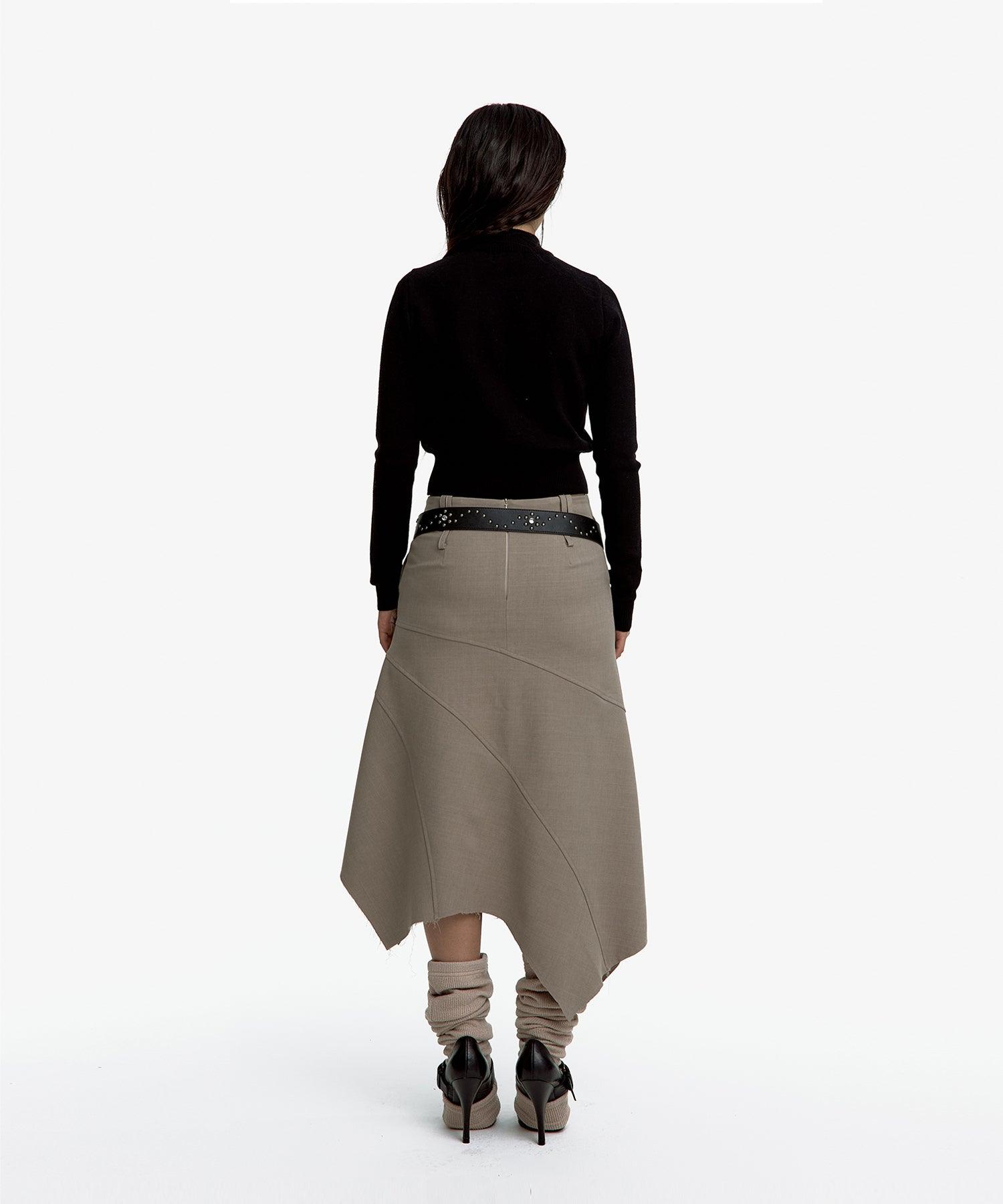 Paneled Gored Skirt in Black