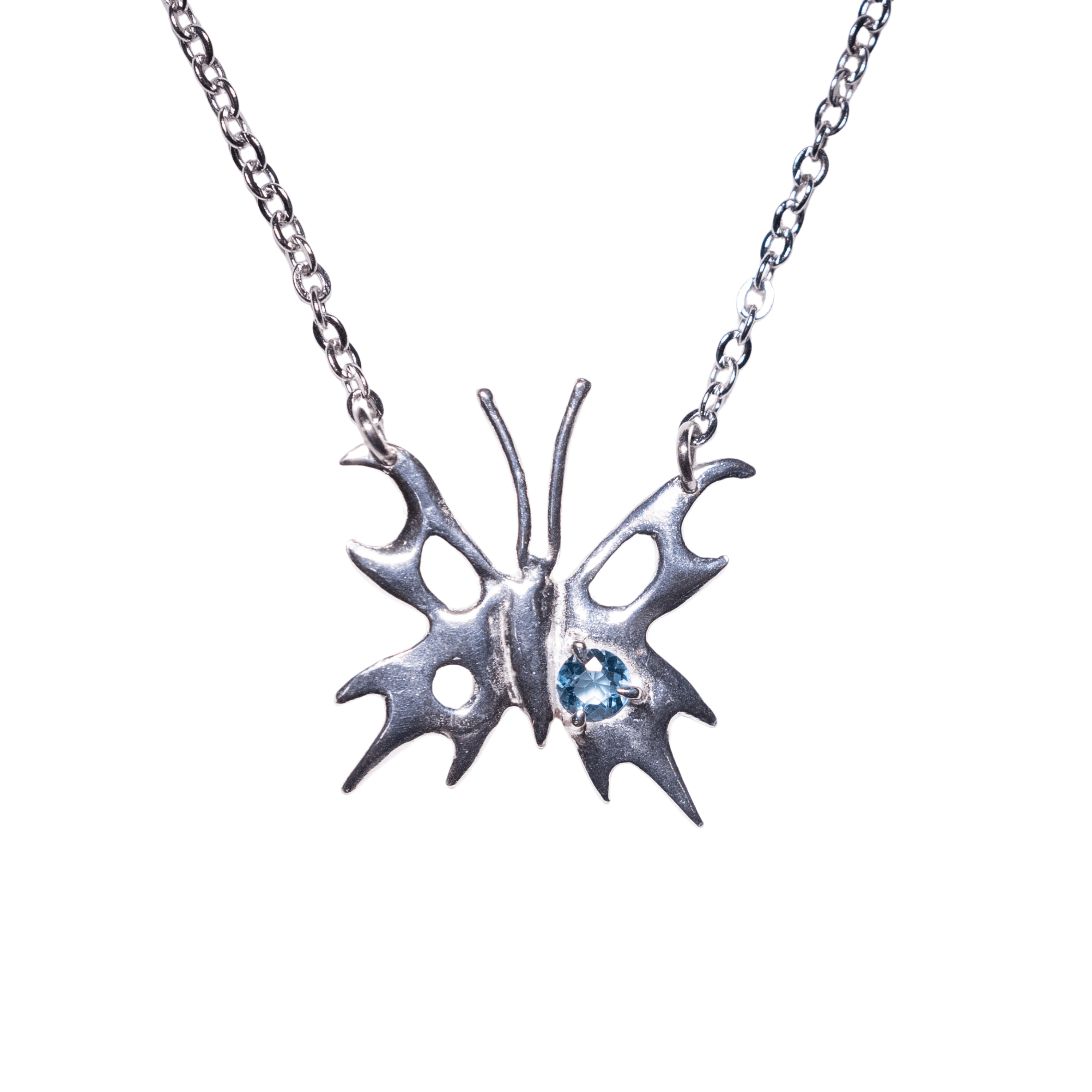 Chrome Pappillion Necklace (1 Stone)