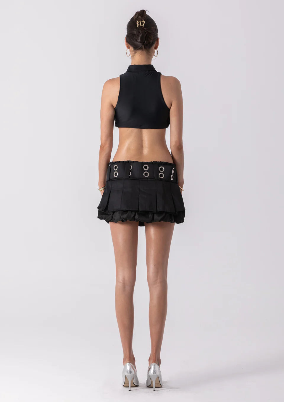 블랙 코밍 미니 스커트