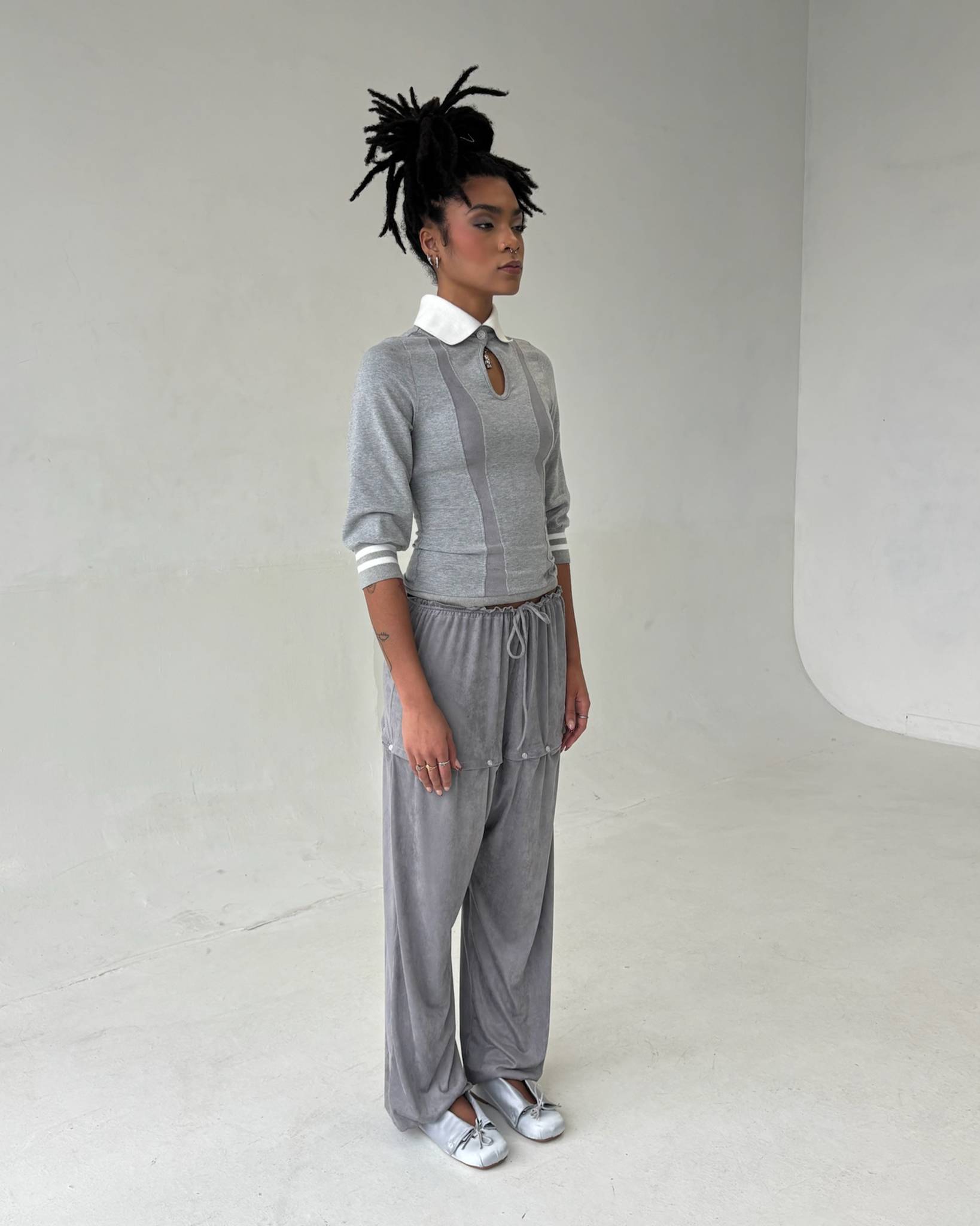 The Camille Ballerina Flat in Powder Gray