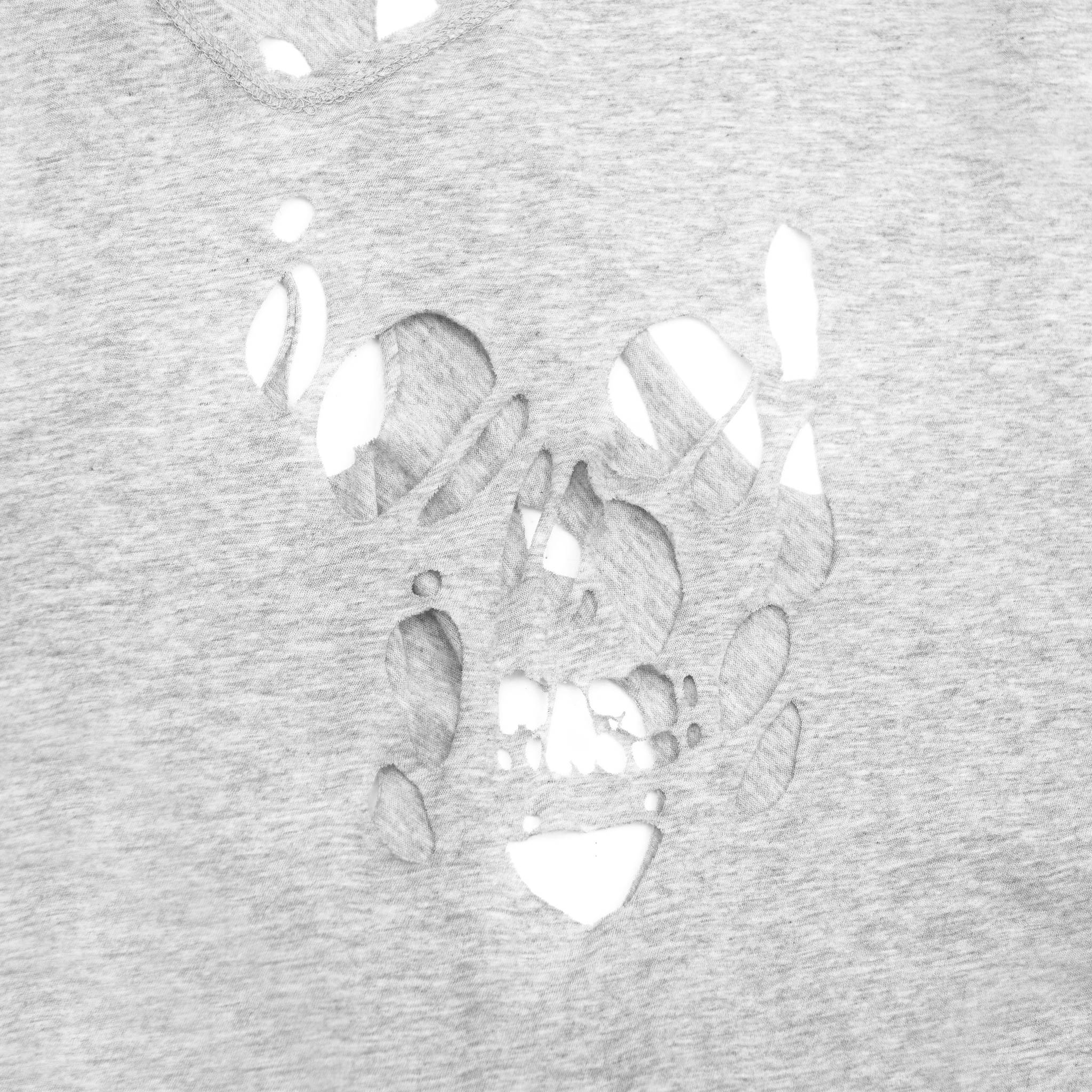 V-neck Tee with Skull Cutout in Grey