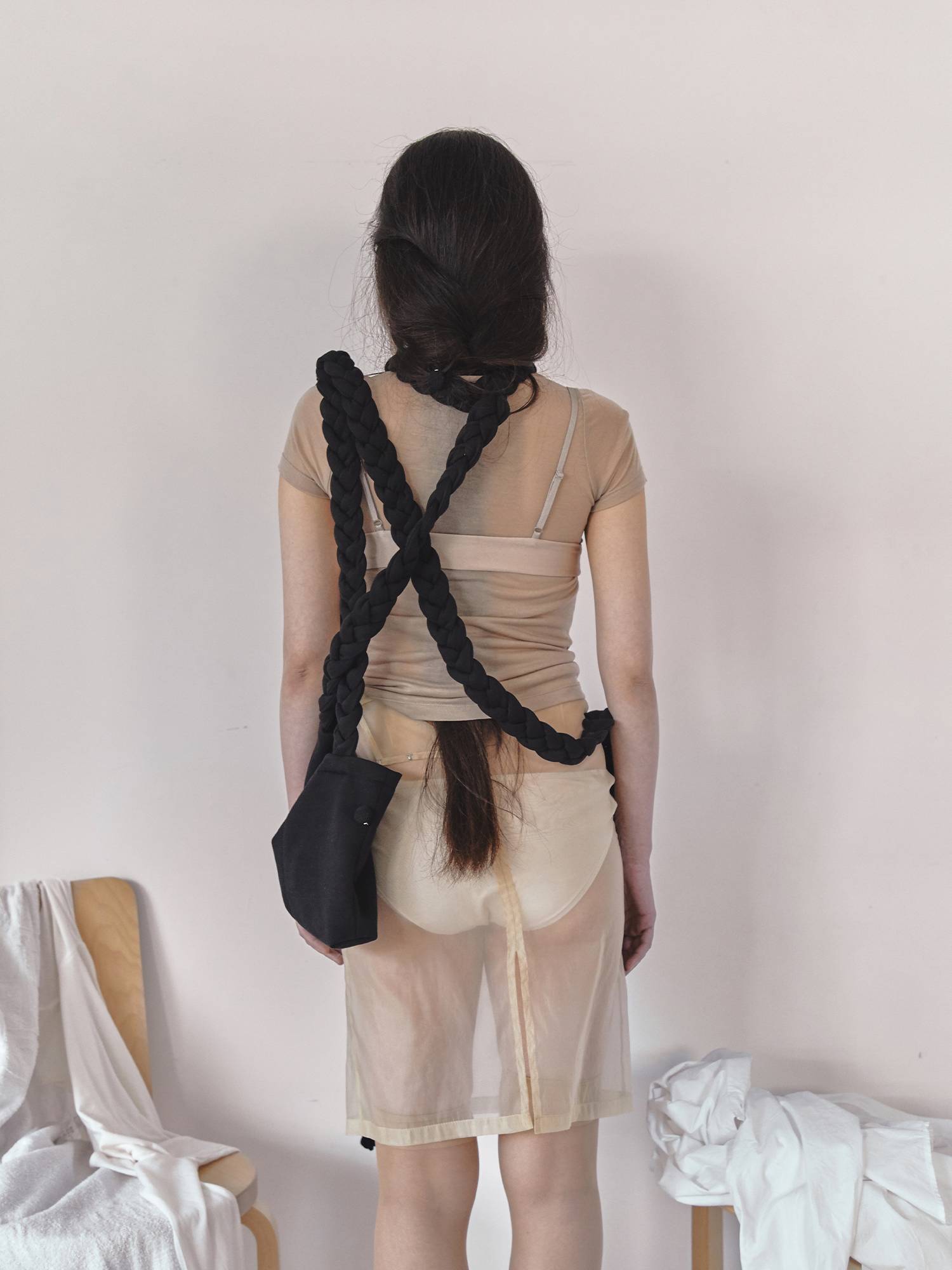 Braided Scarf Bag Small Black