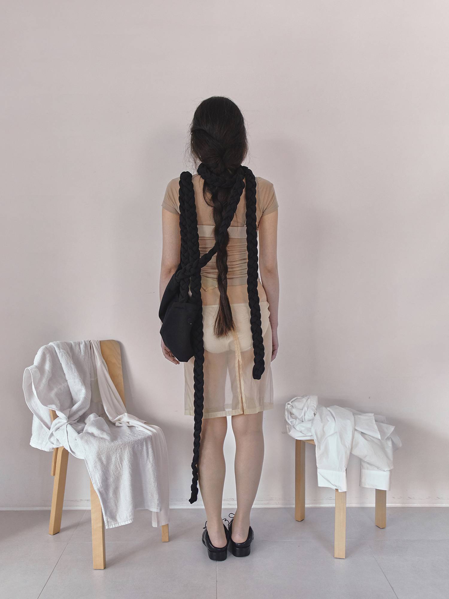 Braided Scarf Bag Small Black