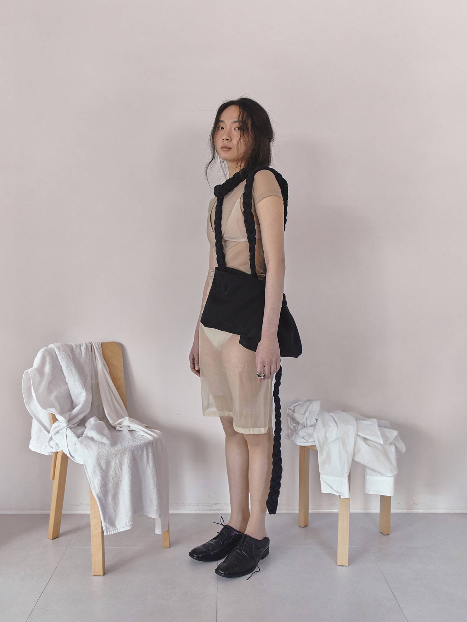 Braided Scarf Bag Small Black