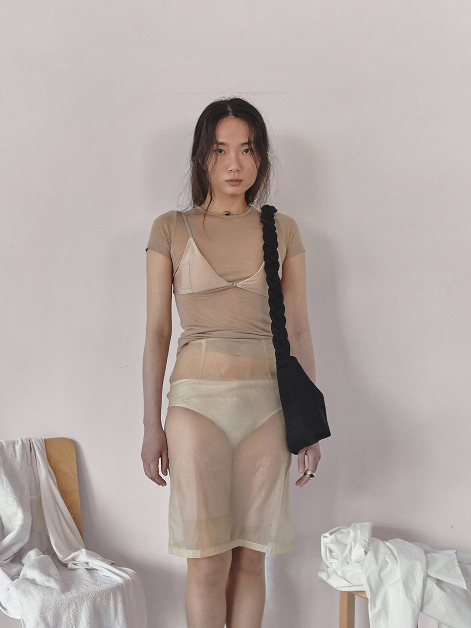 Braided Scarf Bag Small Black