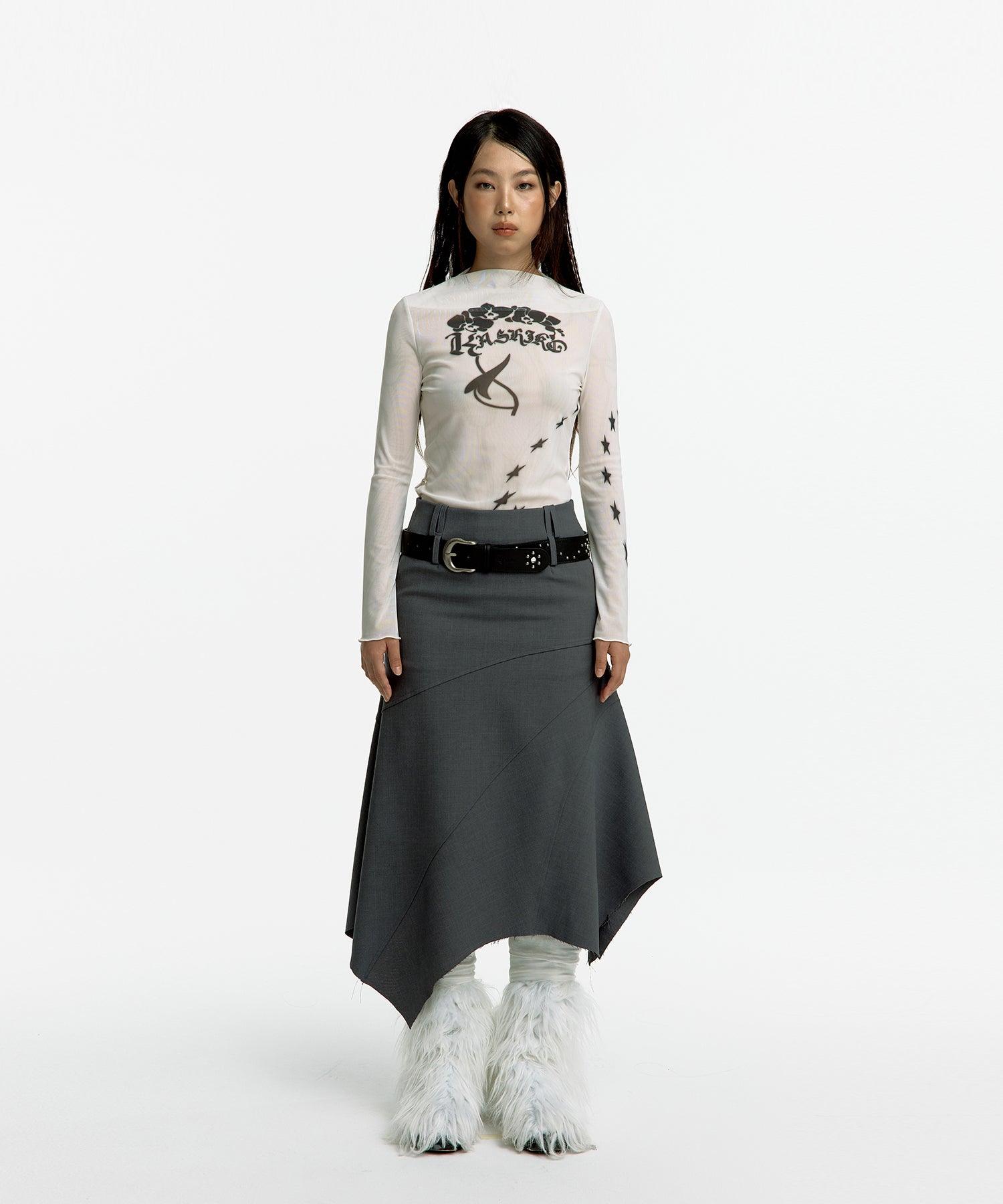 Paneled Gored Skirt in Brown