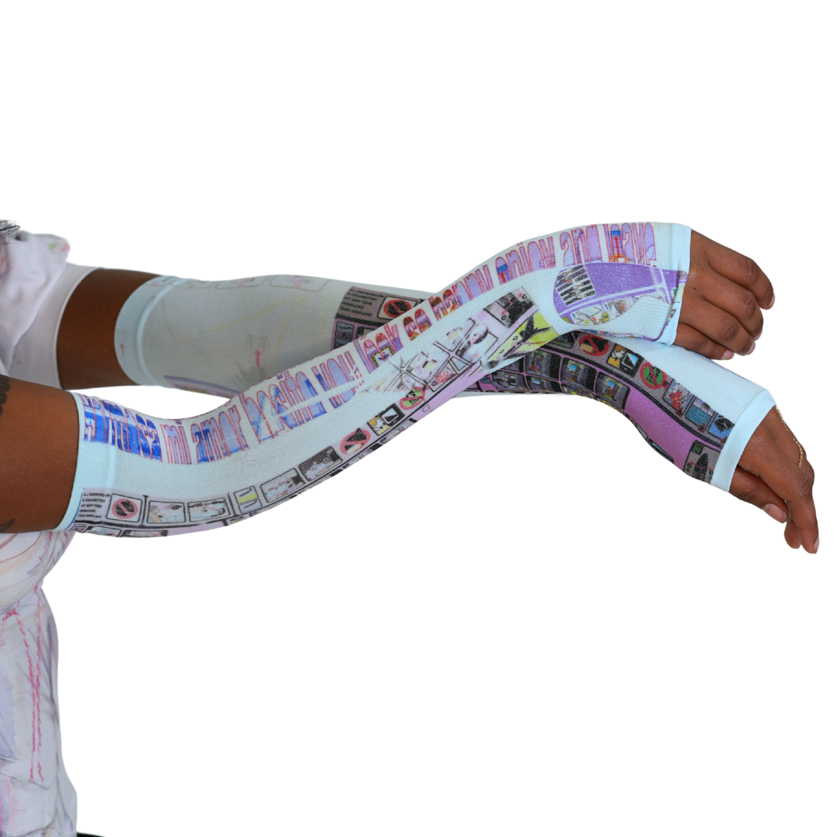 Printed Arm Warmers in Blue