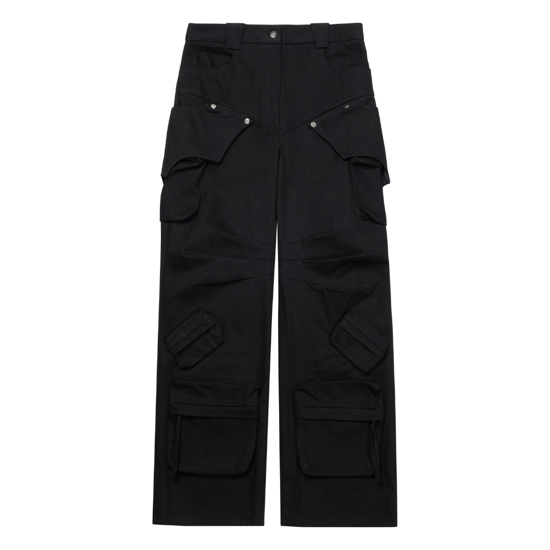 Demonic Wings Cargo Pants in Charcoal Grey