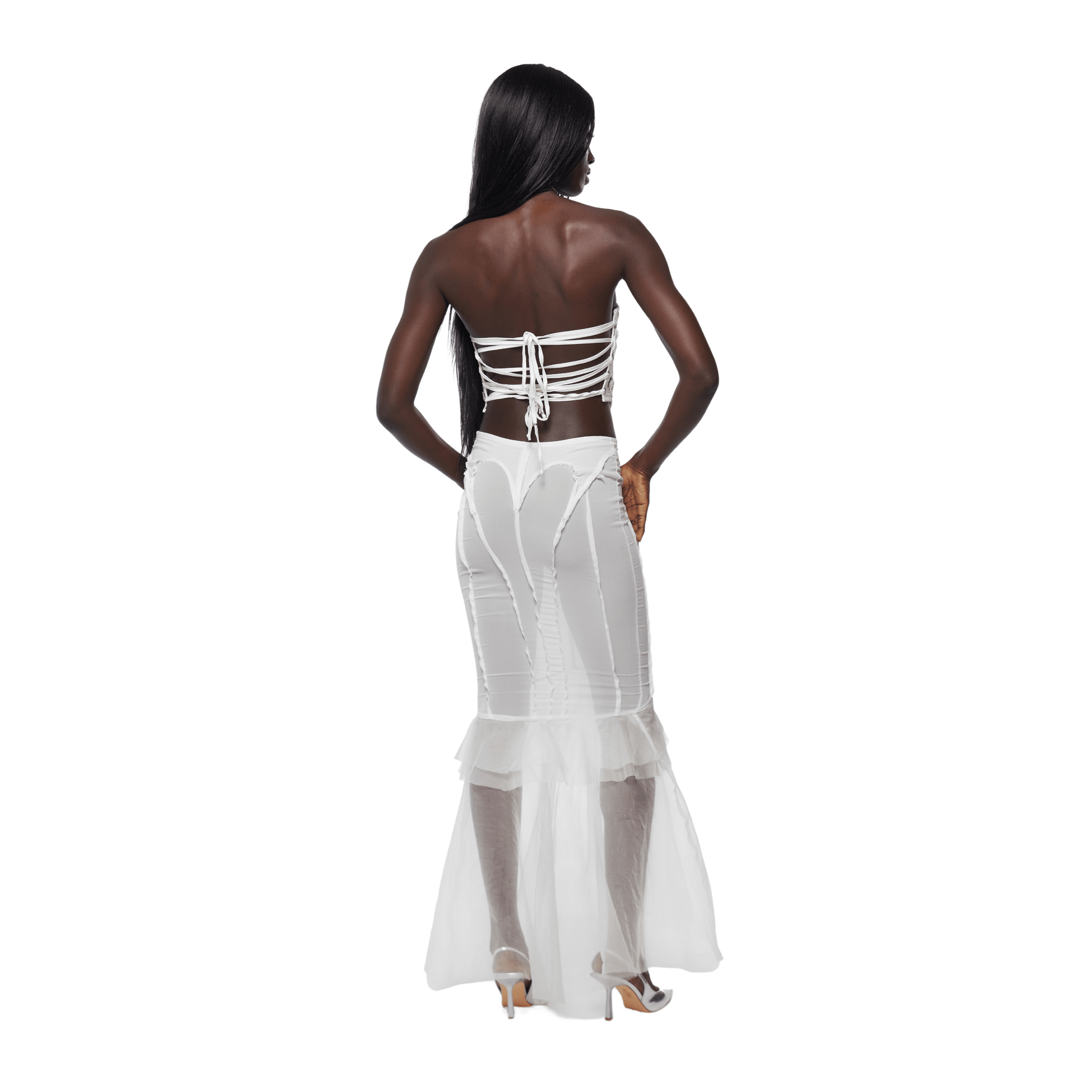 사이렌 실크 맥시 스커트