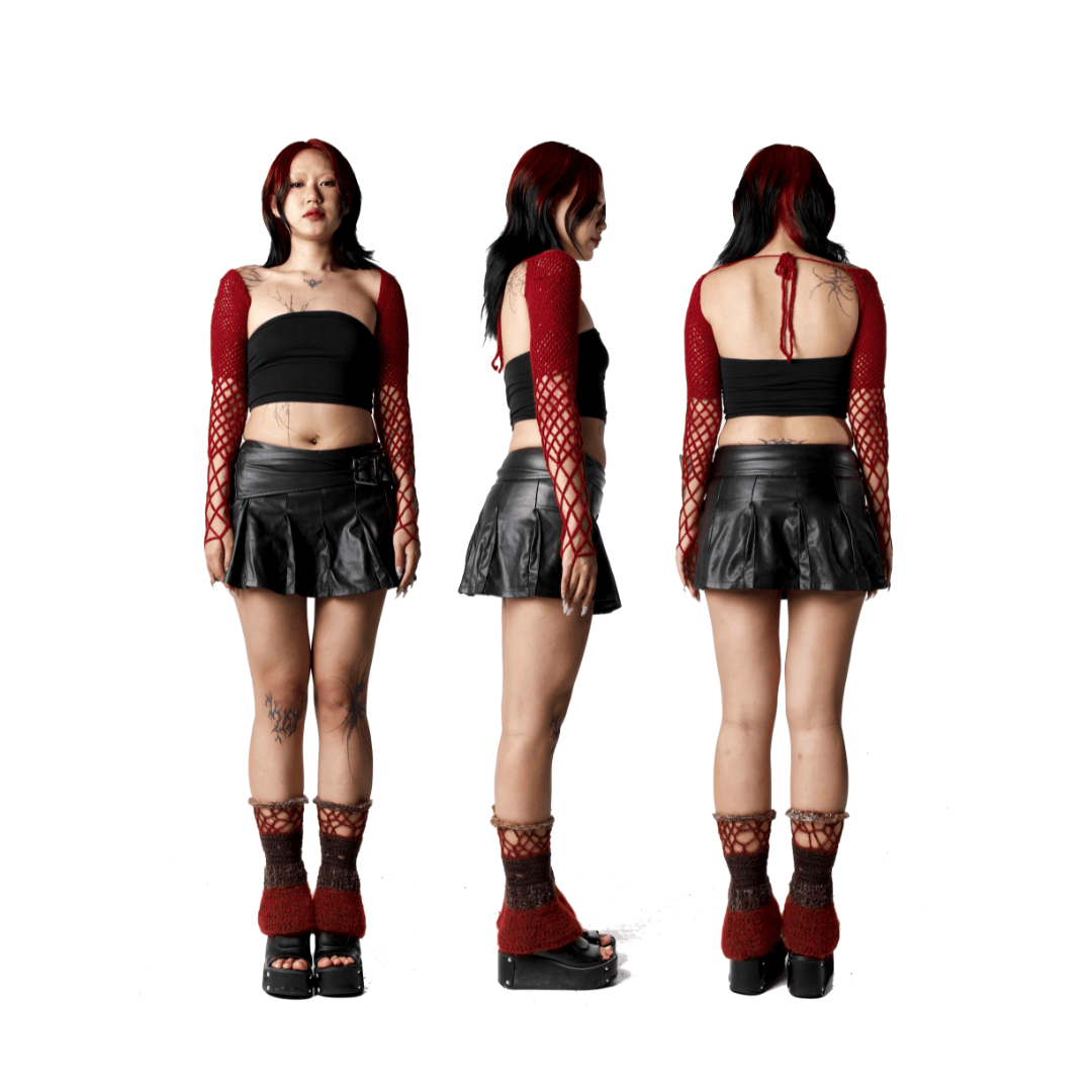 Roter Häkel-Mesh-Achselzucken