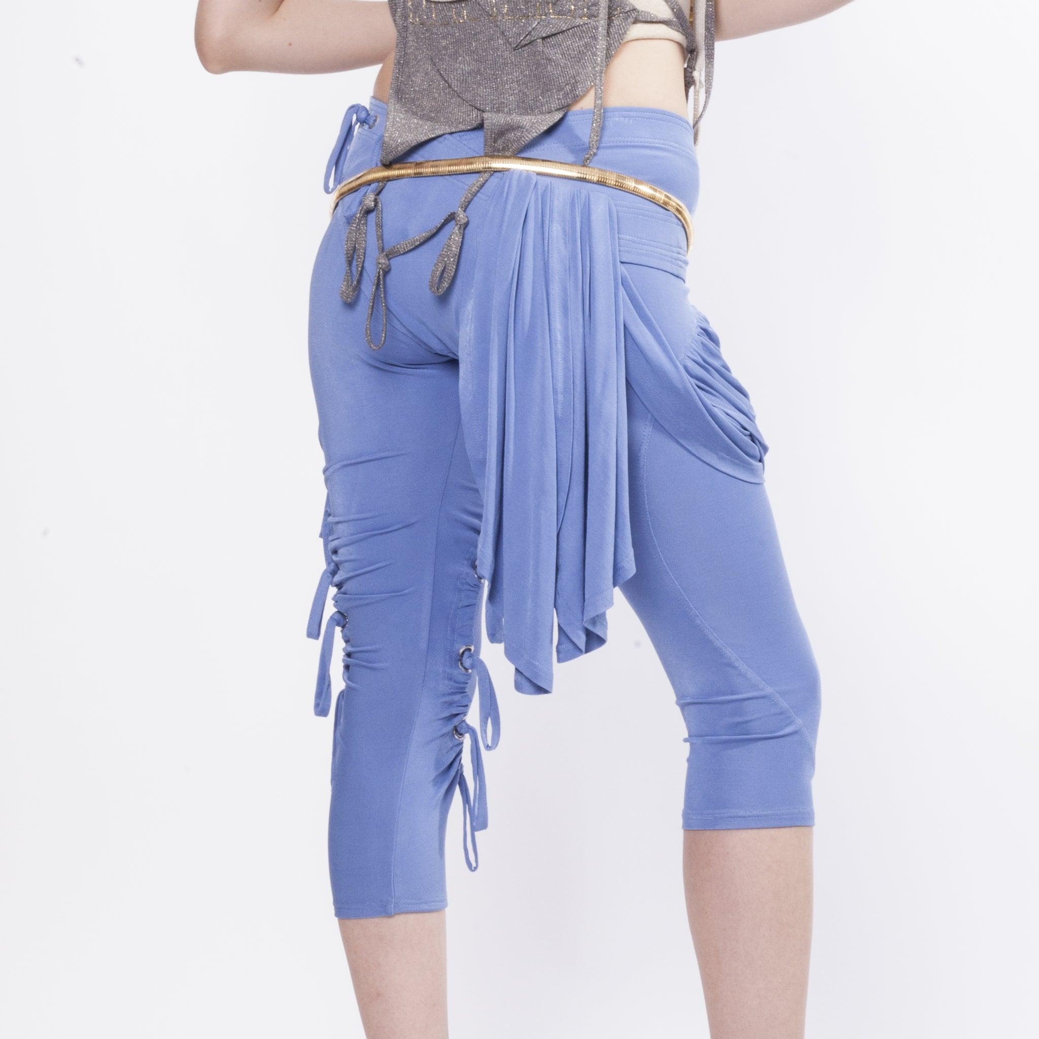 Blue Draped Swimming Leggings