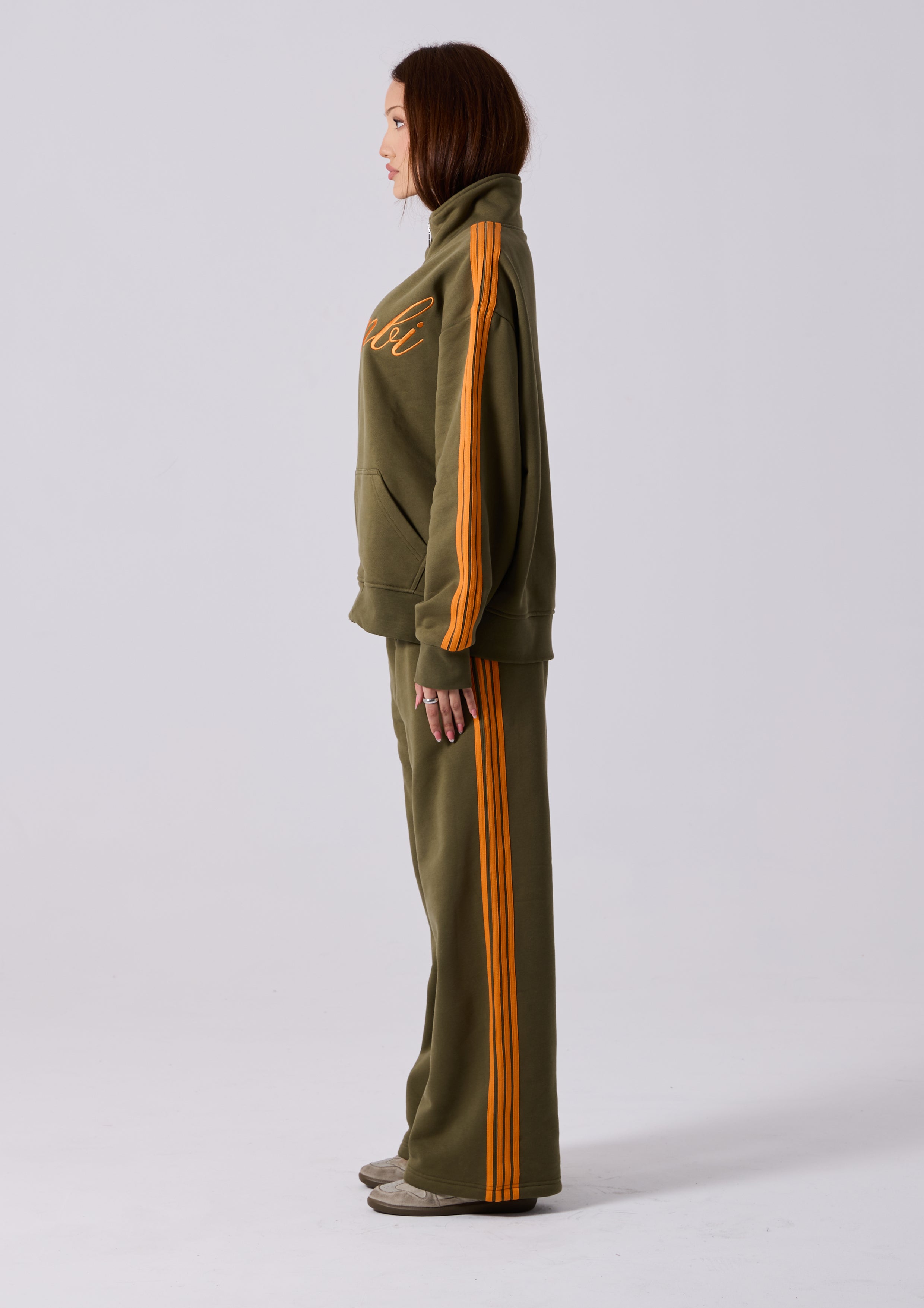 Spears Stripe Zip Jacket in Khaki