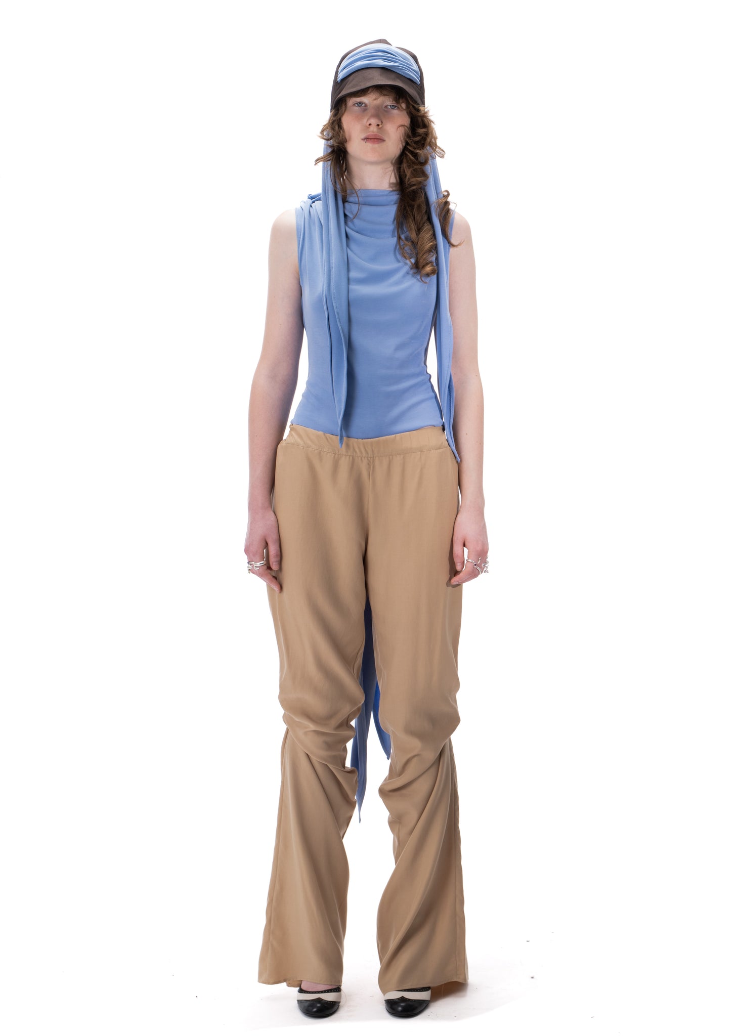 Twisted Trousers with an Asymmetric Skirt