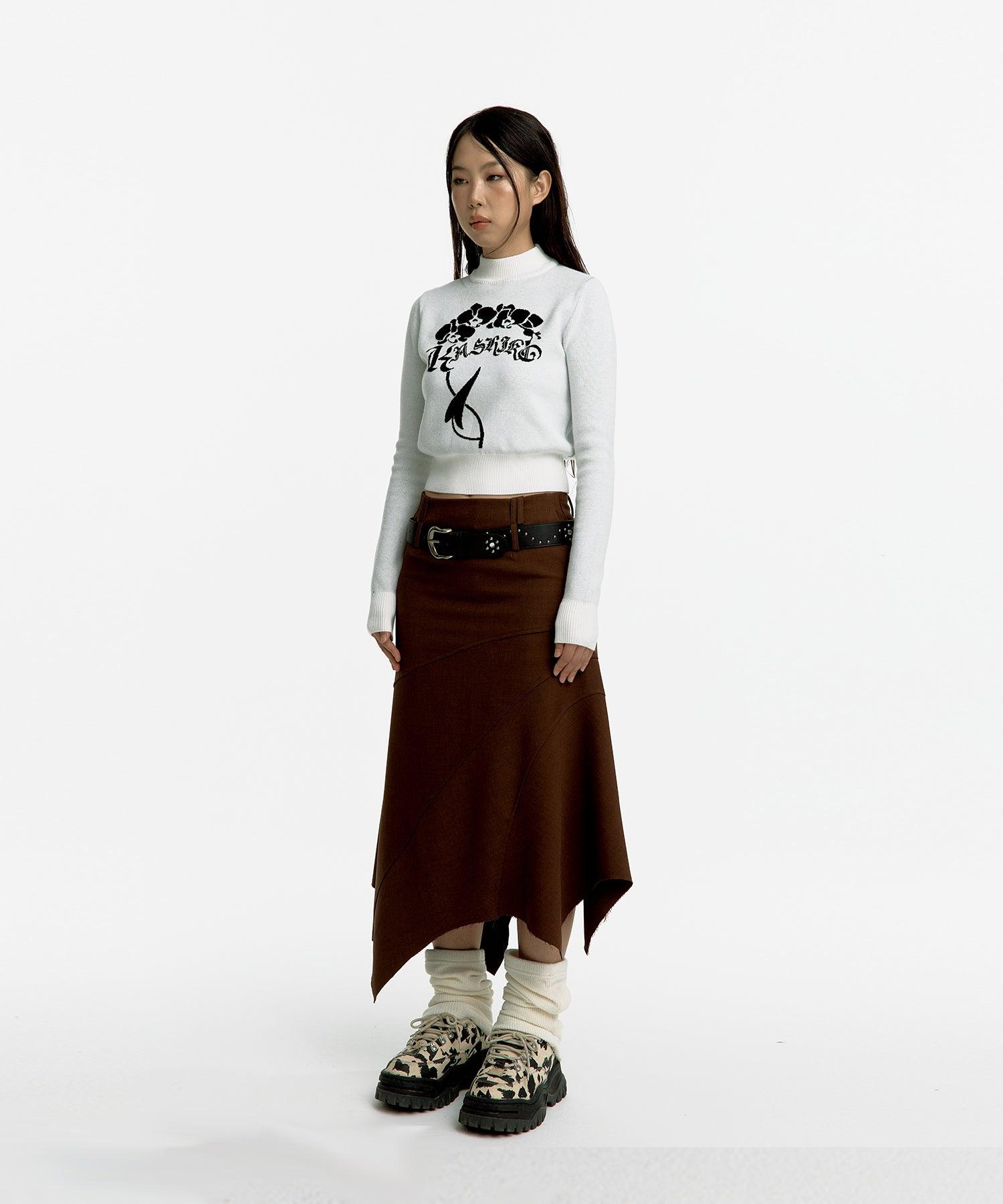 Paneled Gored Skirt in Black