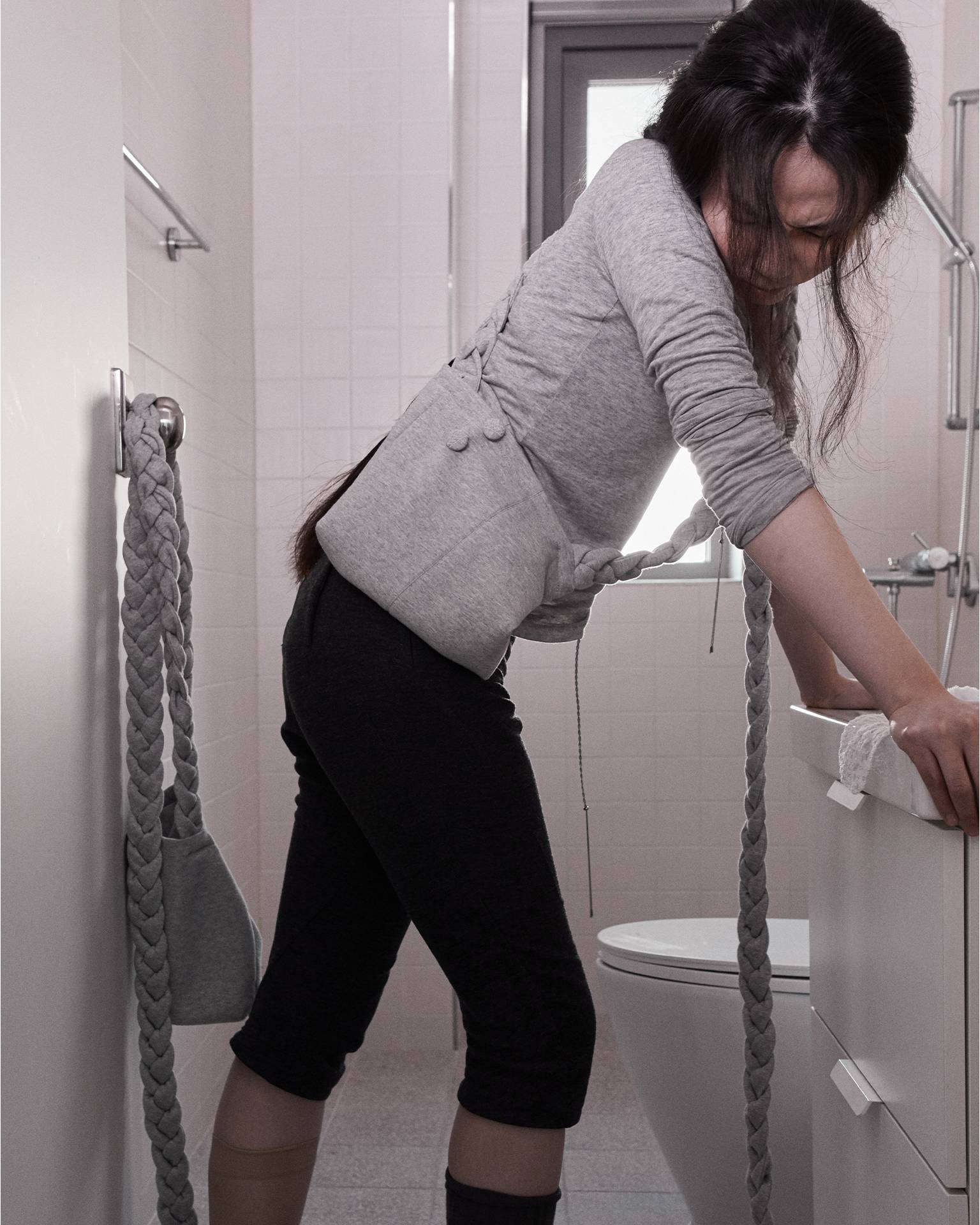 Braided Scarf Bag Small Gray