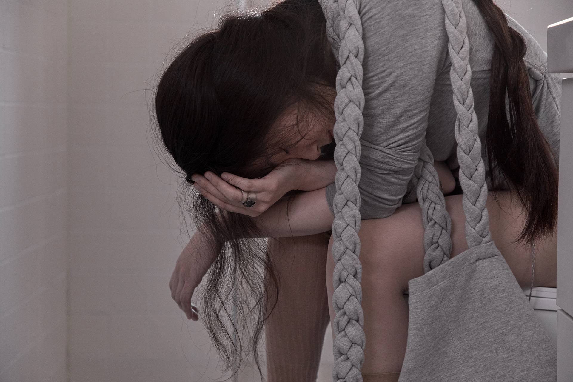 Braided Scarf Bag Small Gray