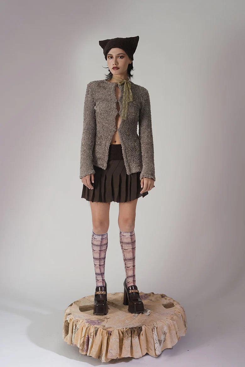 더 다크한 플레드 미니 스커트