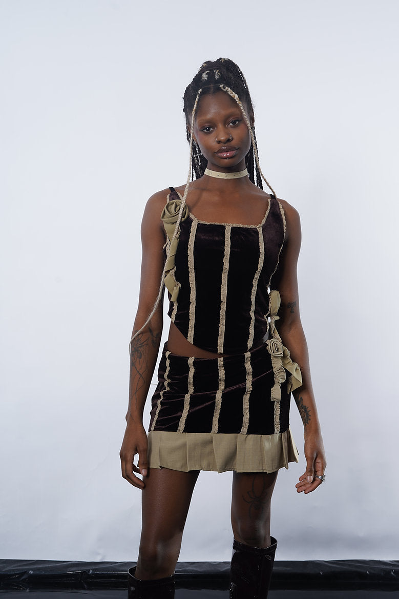 Rose Drop Velvet Skirt