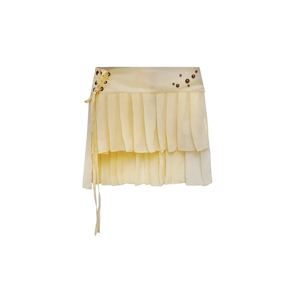 Custard Chiffon Micro Skirt