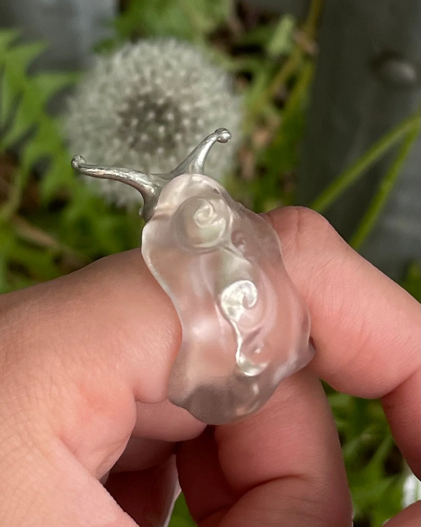 Silver Spine Slug Ring