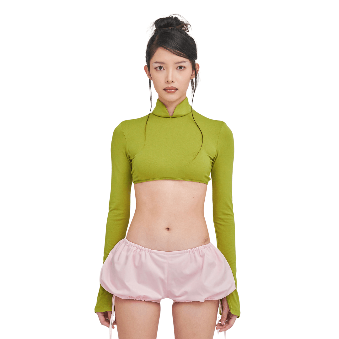Moxie Cropped Qipao in Green